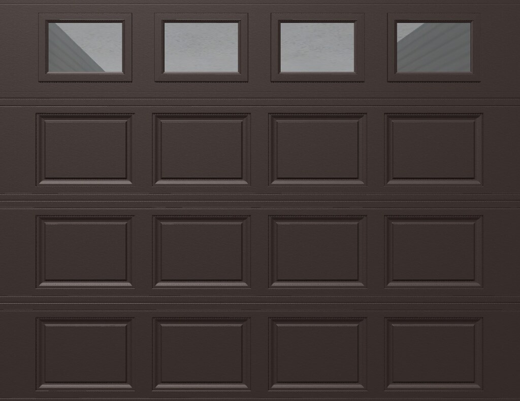 Wayne Dalton 8500CRBRCLRI97 Classic Steel Model 8500 8-ft x 7-ft Insulated Brown Single Garage Door with Windows