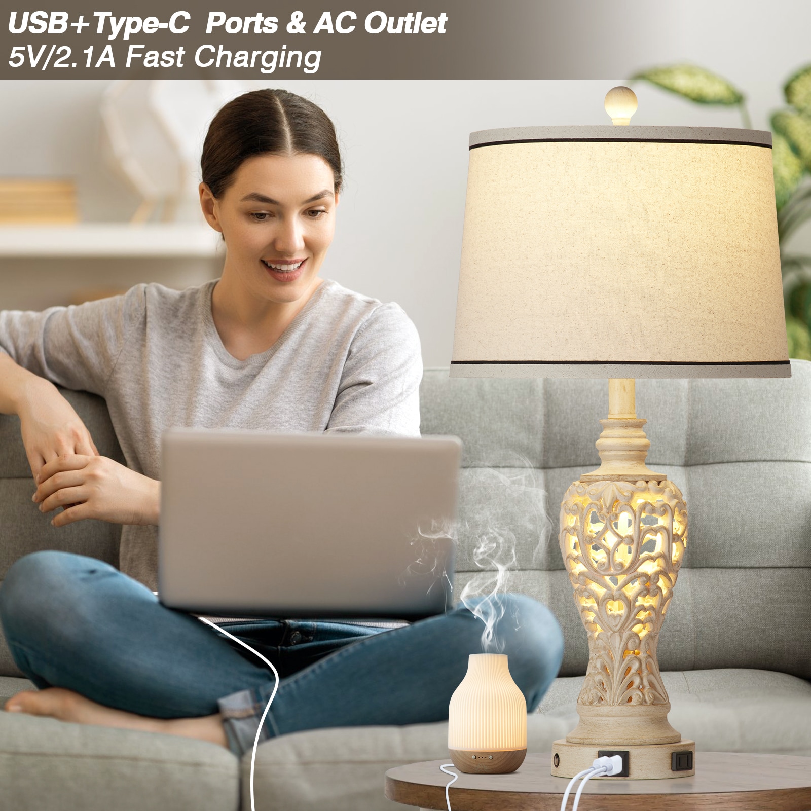 UrFurnishings TD-302 Table-Lamps - View #4