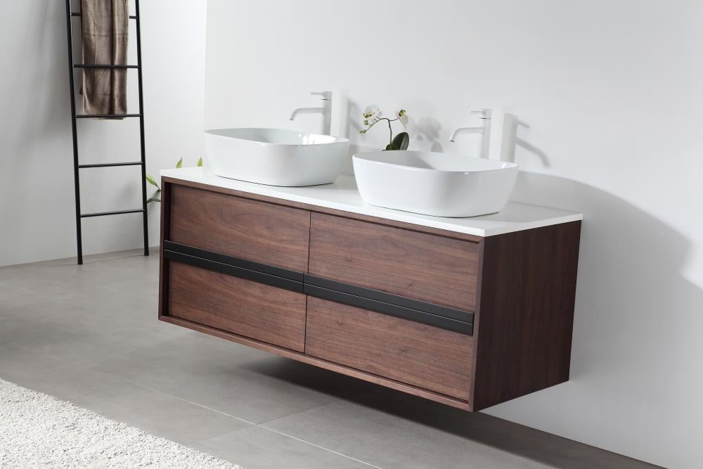 CARTISAN DESIGN Eris 55-in Dark Walnut Double Sink Floating Bathroom ...