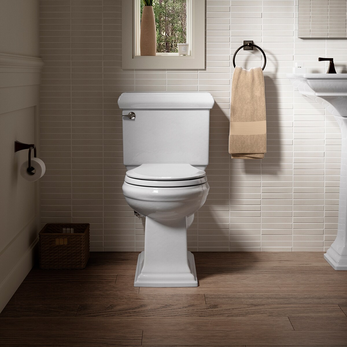 Kohler Memoirs White Round Chair Height 2-piece Watersense Toilet 12-in 