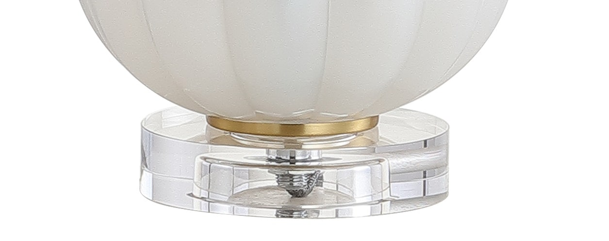 Elegant Iridescent 17.5" White Glass Table Lamp with Silk Shade