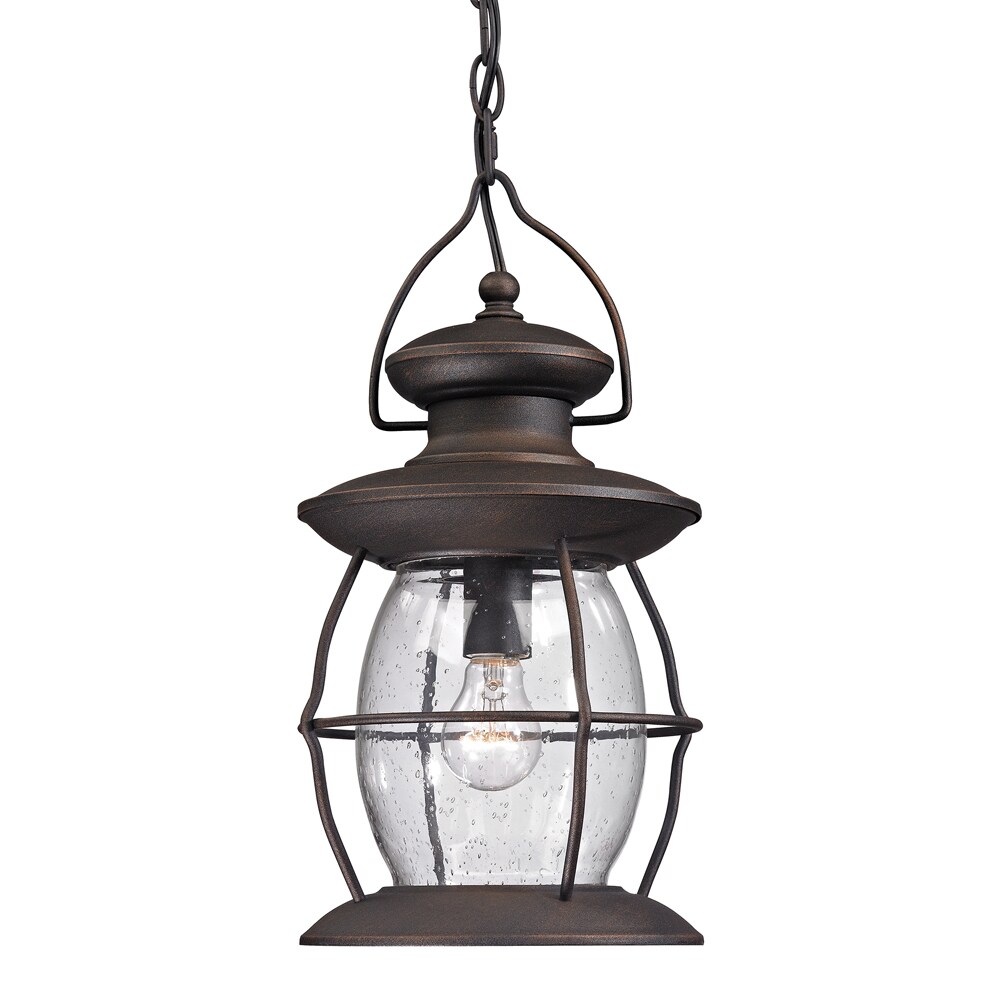 Westmore by ELK Lighting OD134074 Sutter's Mill 1 -Light Weathered Charcoal Transitional Seeded glass Lantern Medium (10-22 inches) Outdoor Hanging Pendant light