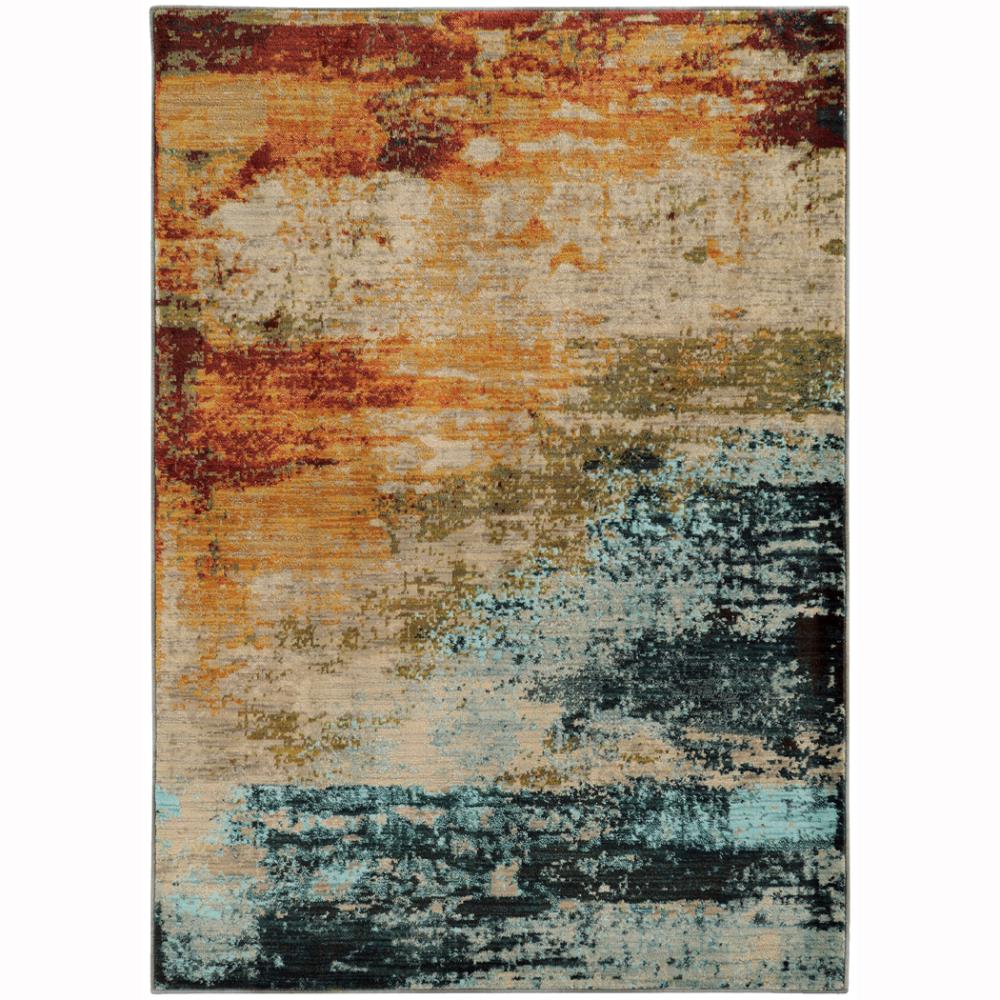 Sedona Midnight Teal & Saffron Oriental Area Rug, 7'10" x 10'10"