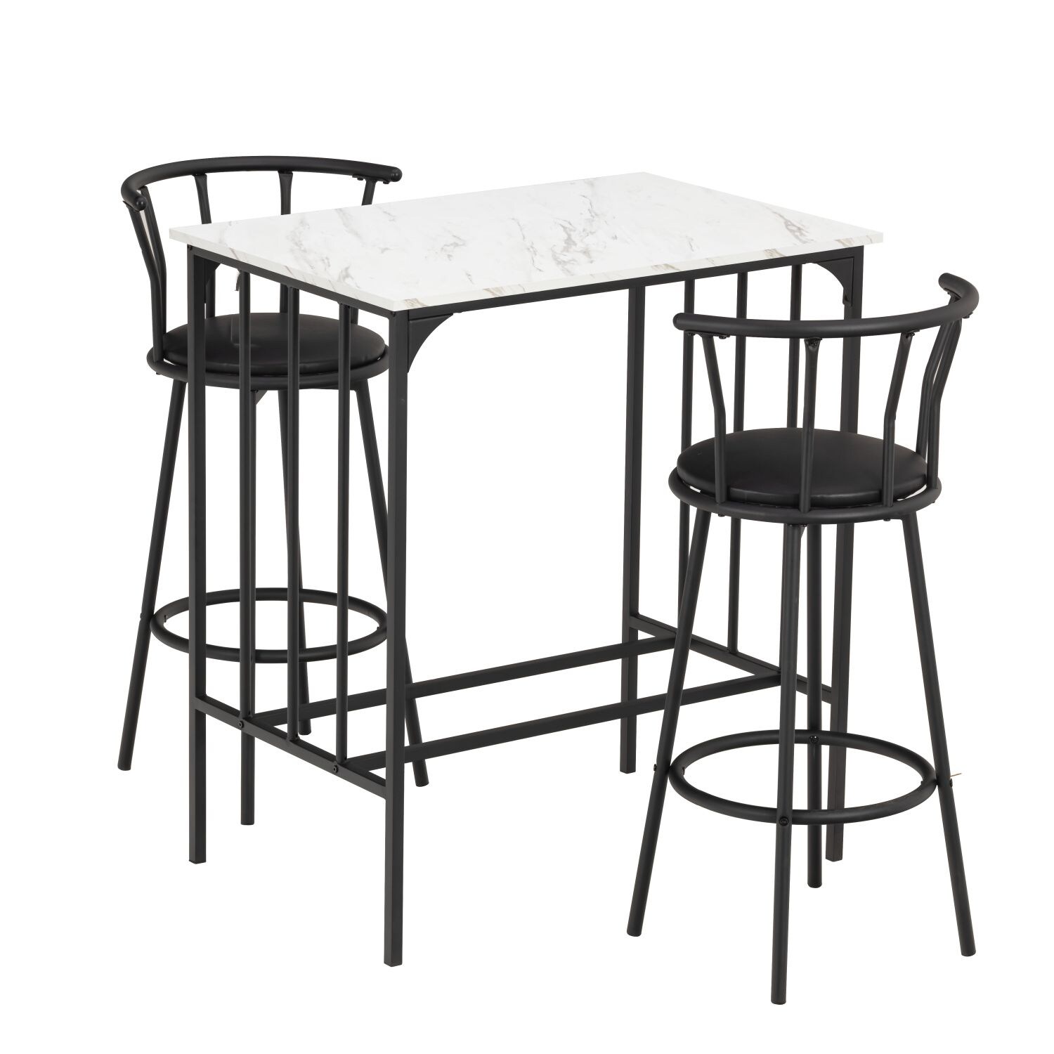 JASMODER W29538705 Black White Contemporary/Modern Dining Room Set with Rectangular Table (Seats 2)