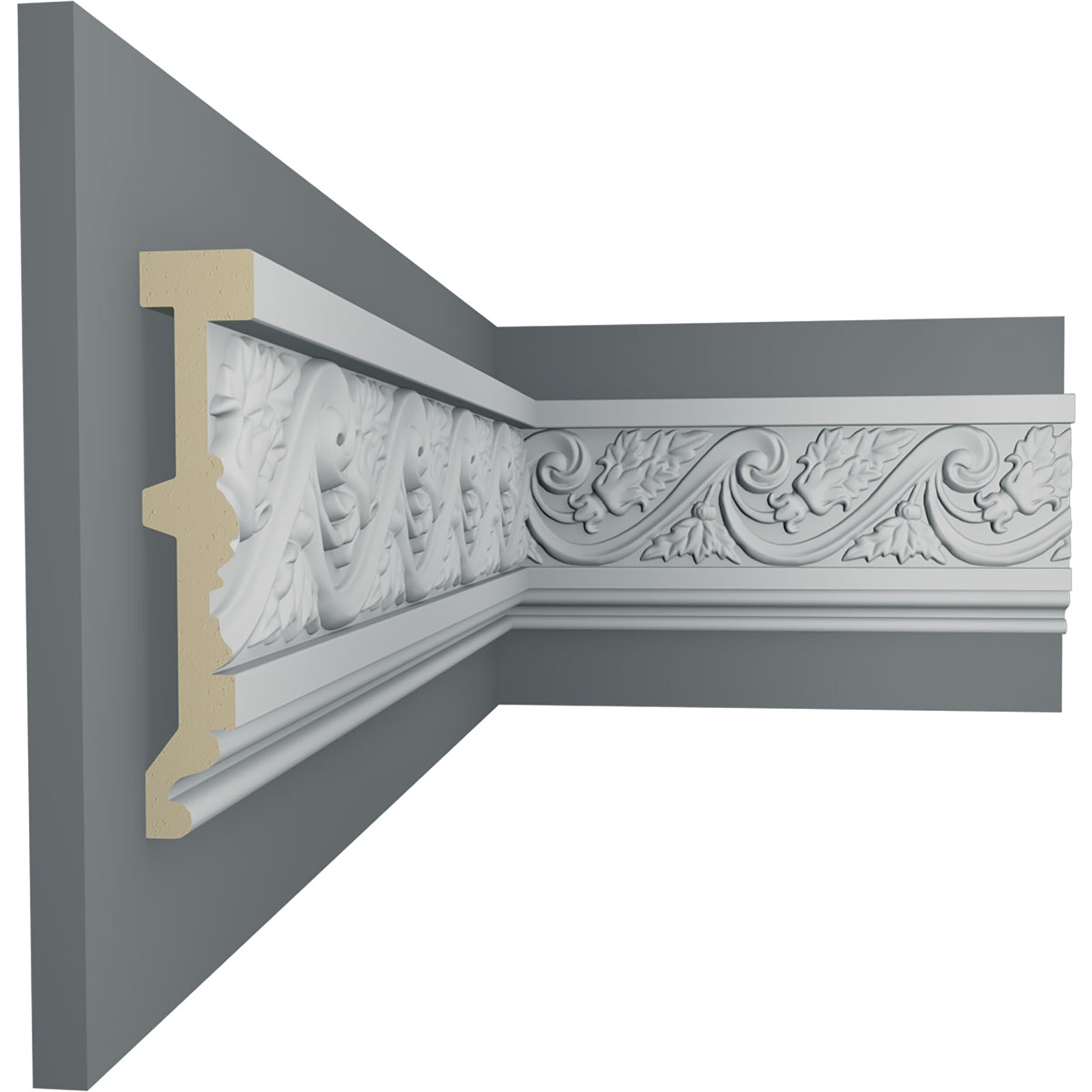 Wellington 5" White Urethane Decorative Chair Rail Moulding