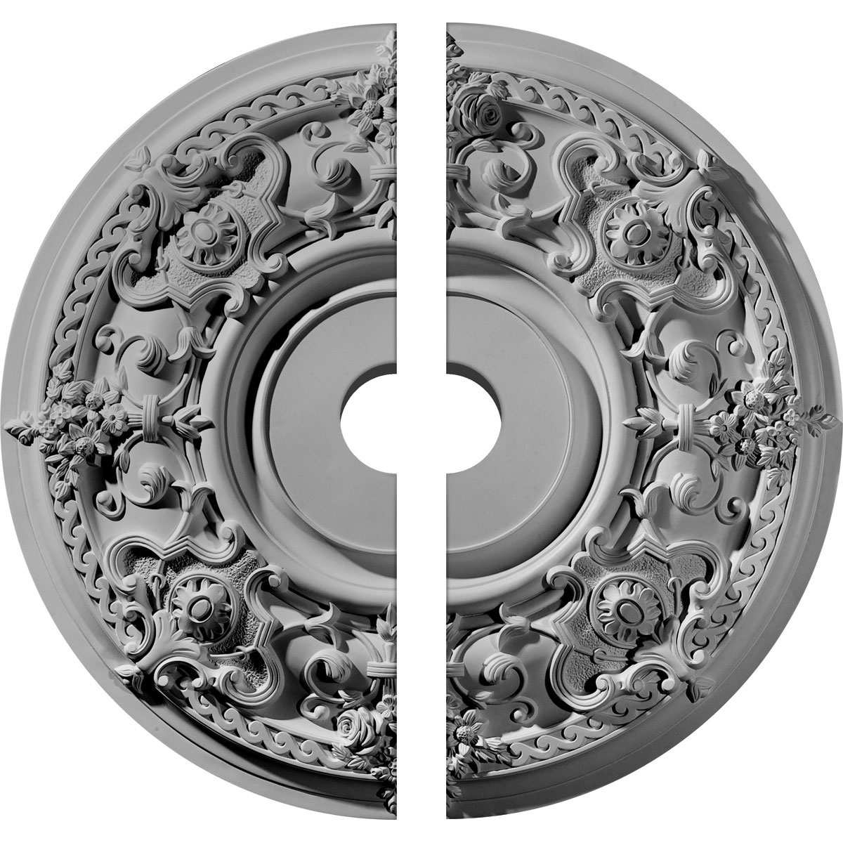 Ekena Millwork CM32JA2-06000 Jackson 32.75-in W x 32.75-in L Architectural White Polyurethane Split Ceiling Medallion