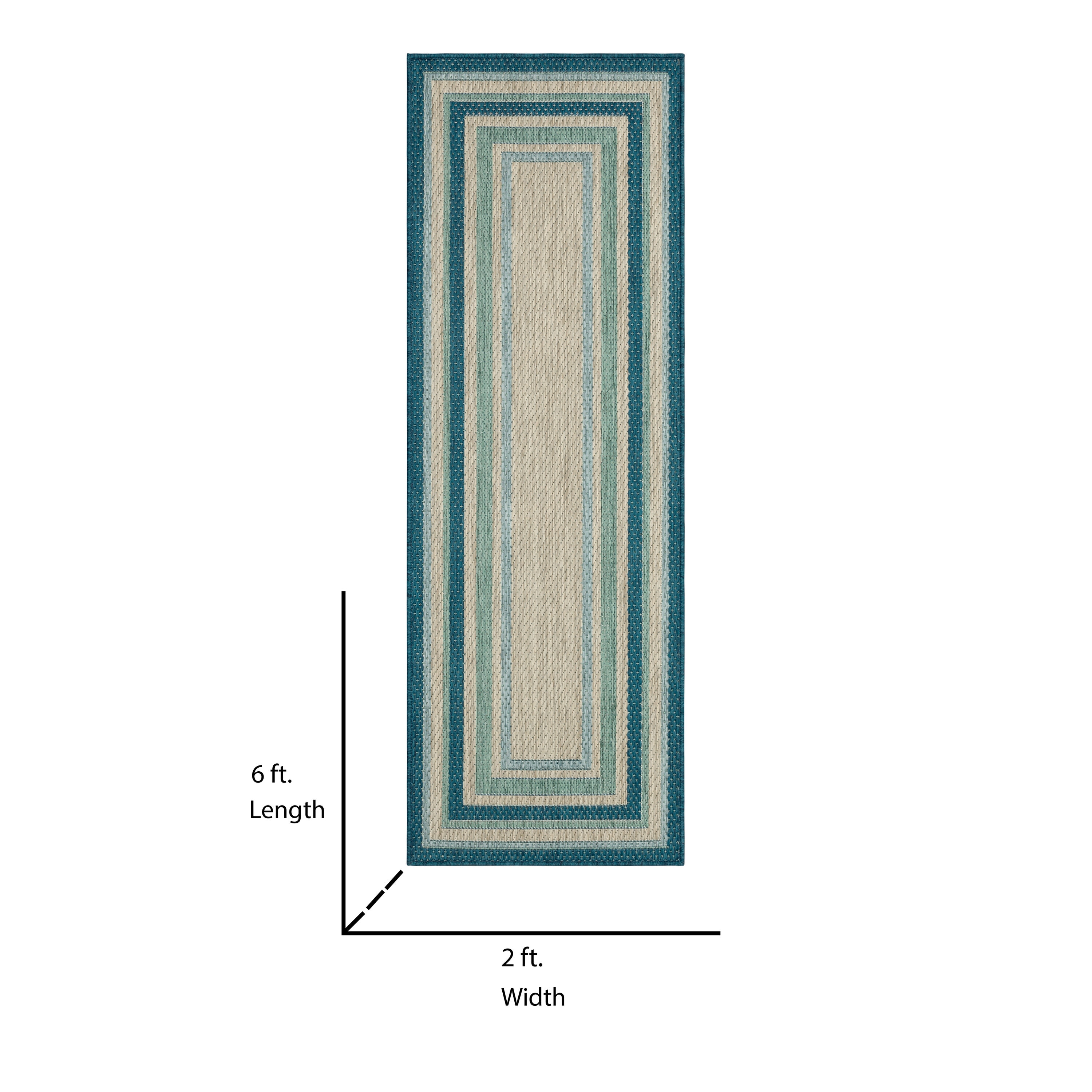 2'x3' Lanark Washable Outdoor Rug Green/Ivory - Linon