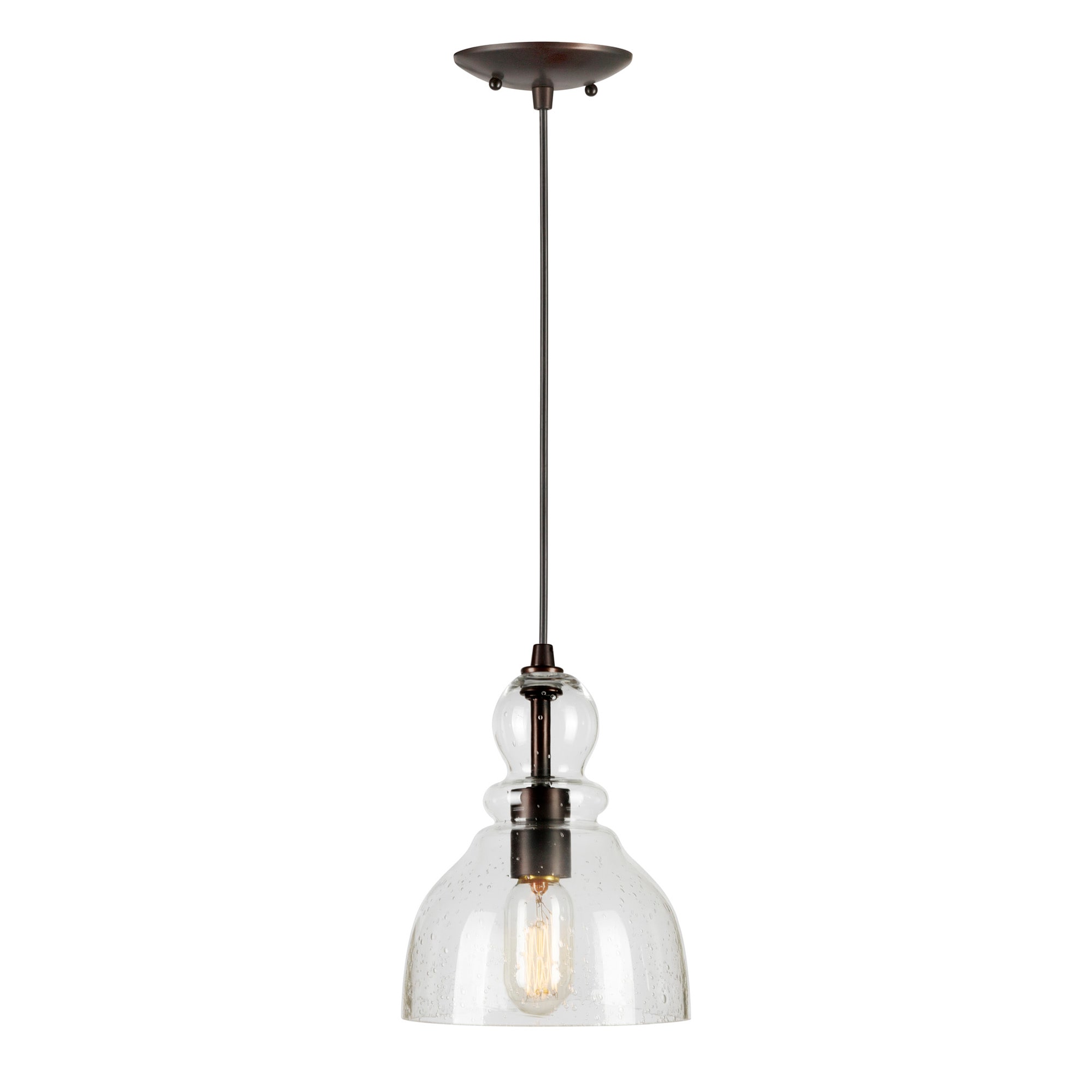 Forte Lighting 2678-01-32 Milo 1 -Light Antique bronze Modern/contemporary Seeded glass Dome Mini Hanging Pendant light