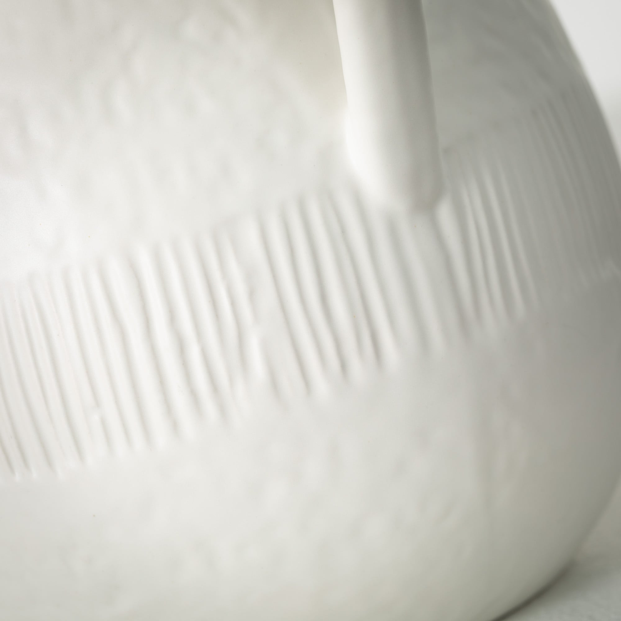 White Textured Ceramic Pitcher Vase with Handle