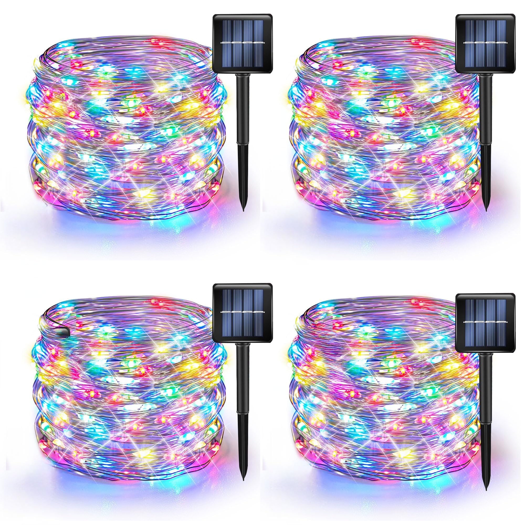 Vrbgify  White Solar String Lights Outdoor 160 FT 480 LED Waterproof Fairy Lights 8 Modes Copper Wire for Christmas Party Tree Wedding Yard 4 pack