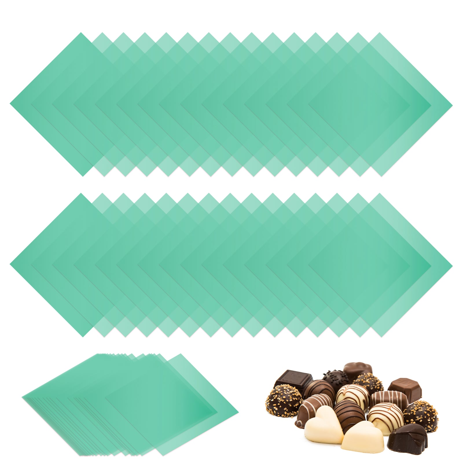Unique Bargains 100pcs Candy Wrappers for Caramels 5 x 5 Inch Candy Wrapping Papers Square Chocolate Wrap Rolls for Chocolate Lollipop Green