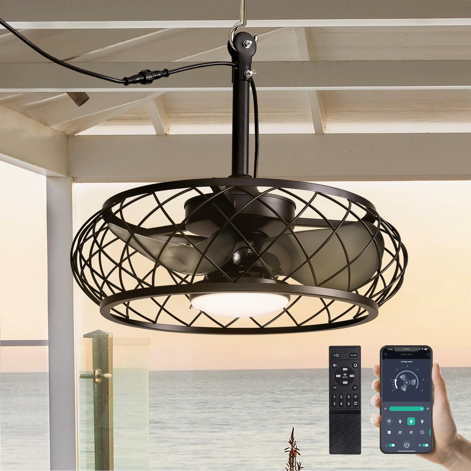 SILJOY FS6938-01 Flush mount Ceiling Fan with Light and Remote Control Include