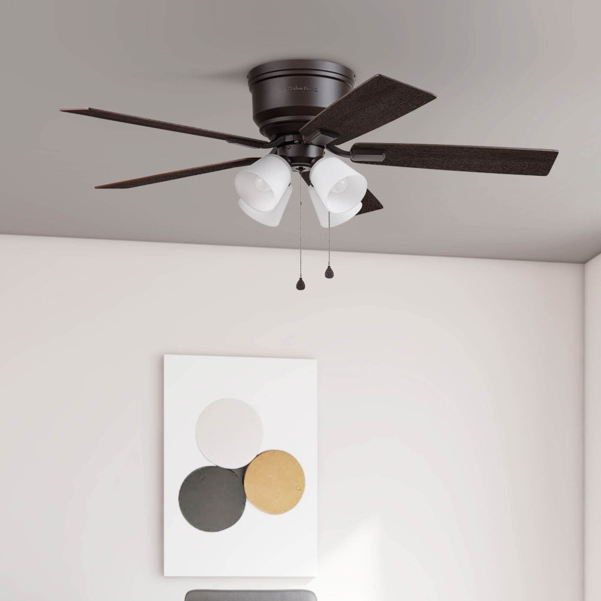 Harbor Breeze 43379 Coachman 52-in Flush Mount Bronze with Espresso/Sienna Blades Ceiling Fan With Light ( 5 -Blade )