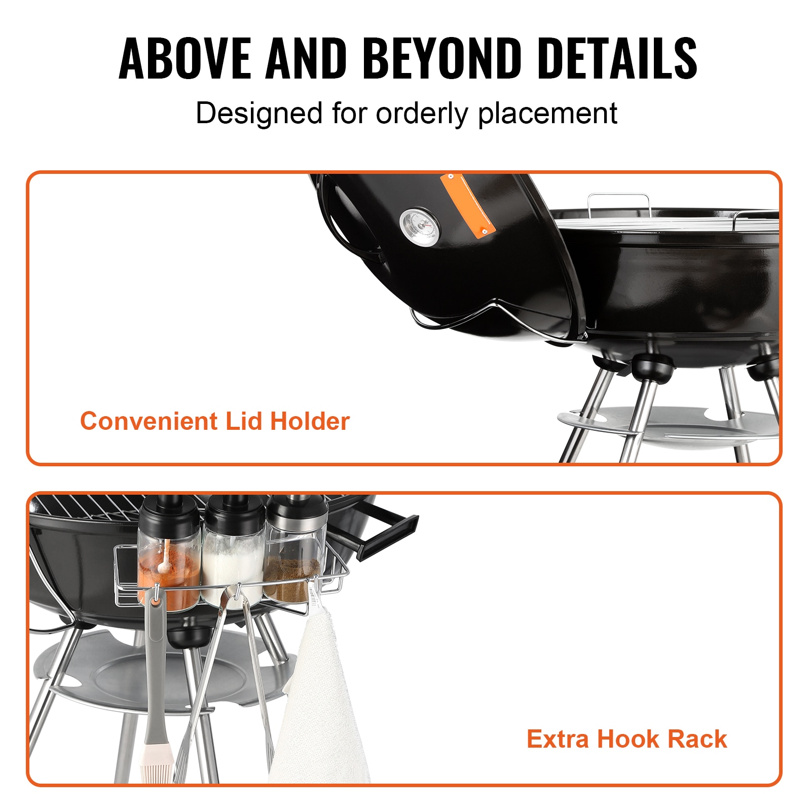 VEVOR 32'' Black Porcelain-Enameled Kettle Charcoal Grill