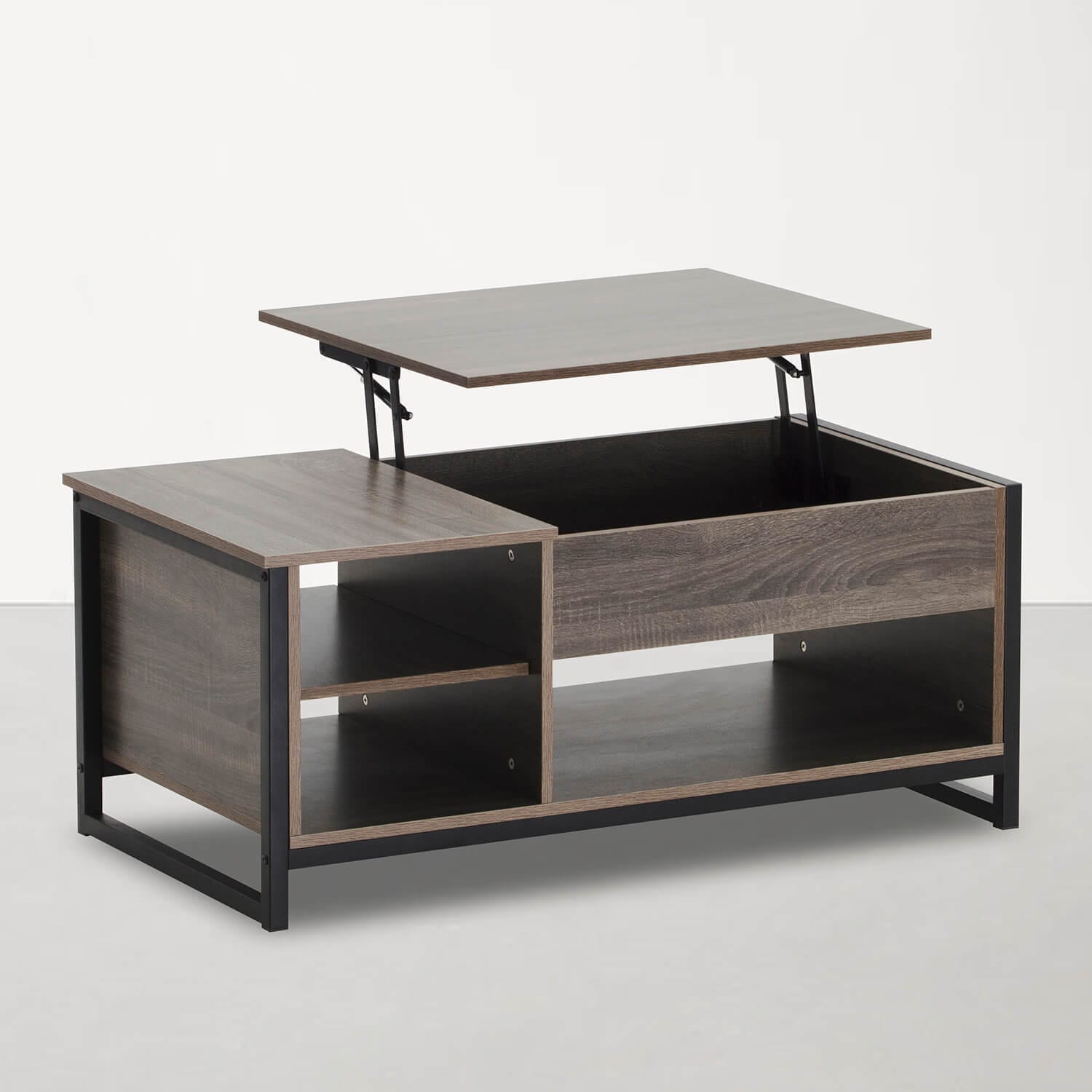 Furniwell WES-CT11LTM04-ZJZ Gray Modern Coffee Table with Storage