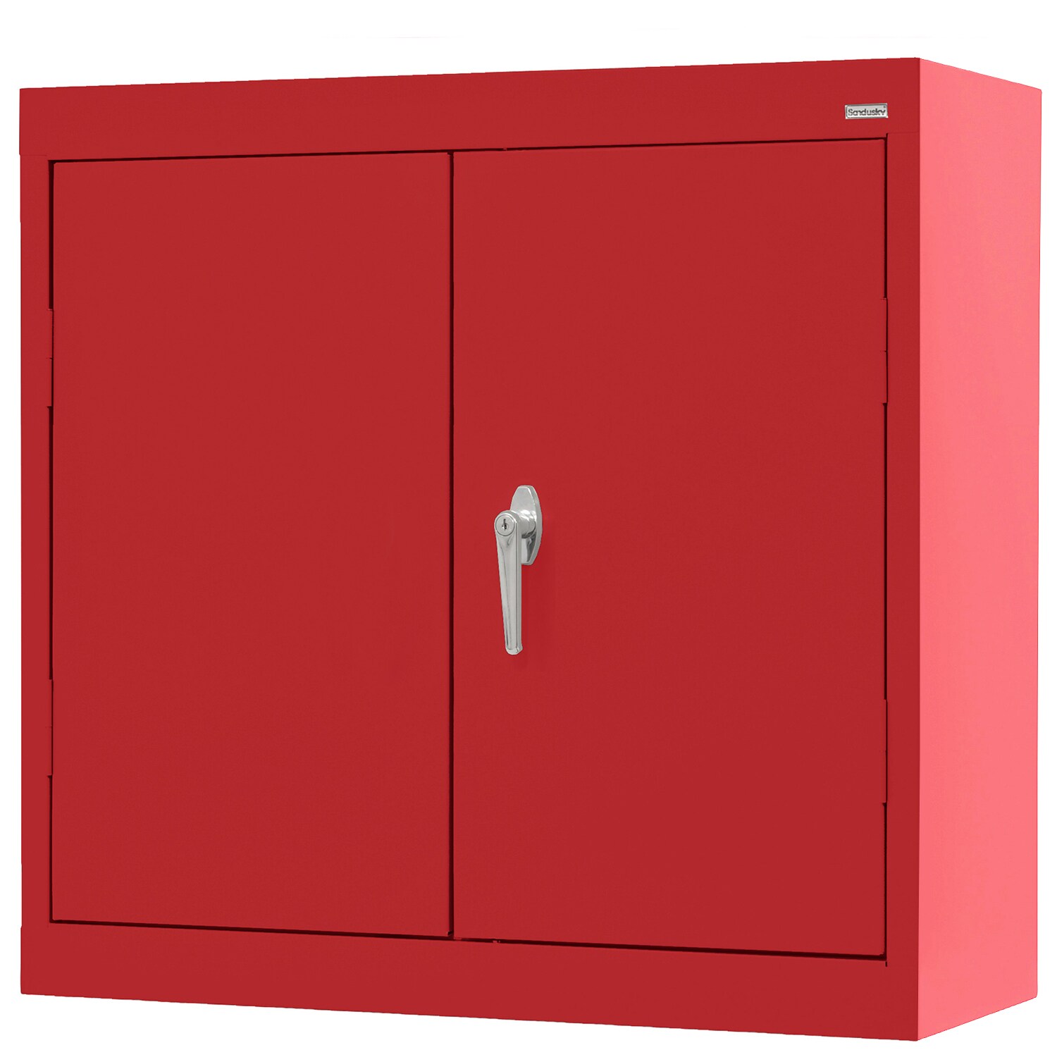 Red Powder-Coated Lockable Office Cabinet with Adjustable Shelves