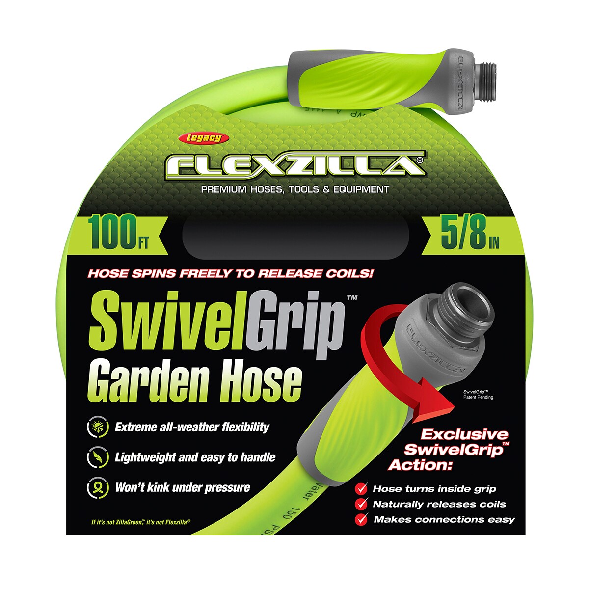 Flexzilla SwivelGrip 5/8-in x 100-ft Premium-Duty Kink Free Hybrid Polymer  Green Hose in the Garden Hoses department at