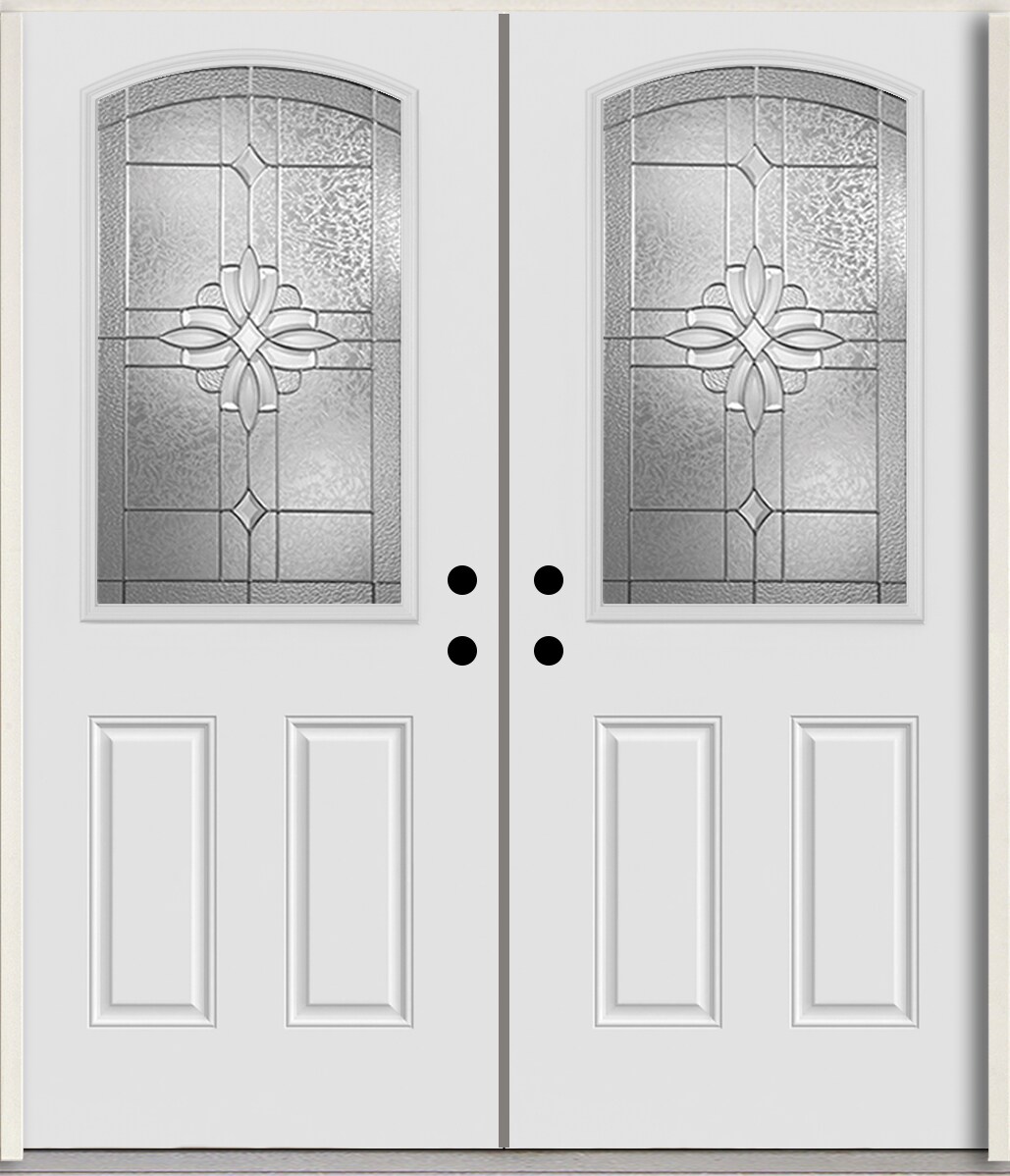 RELIABILT LO964300 Laurel 72-in x 80-in x Fiberglass Half lite Left-hand inswing Arctic White Paint Painted Prehung Double Front Door Insulating core