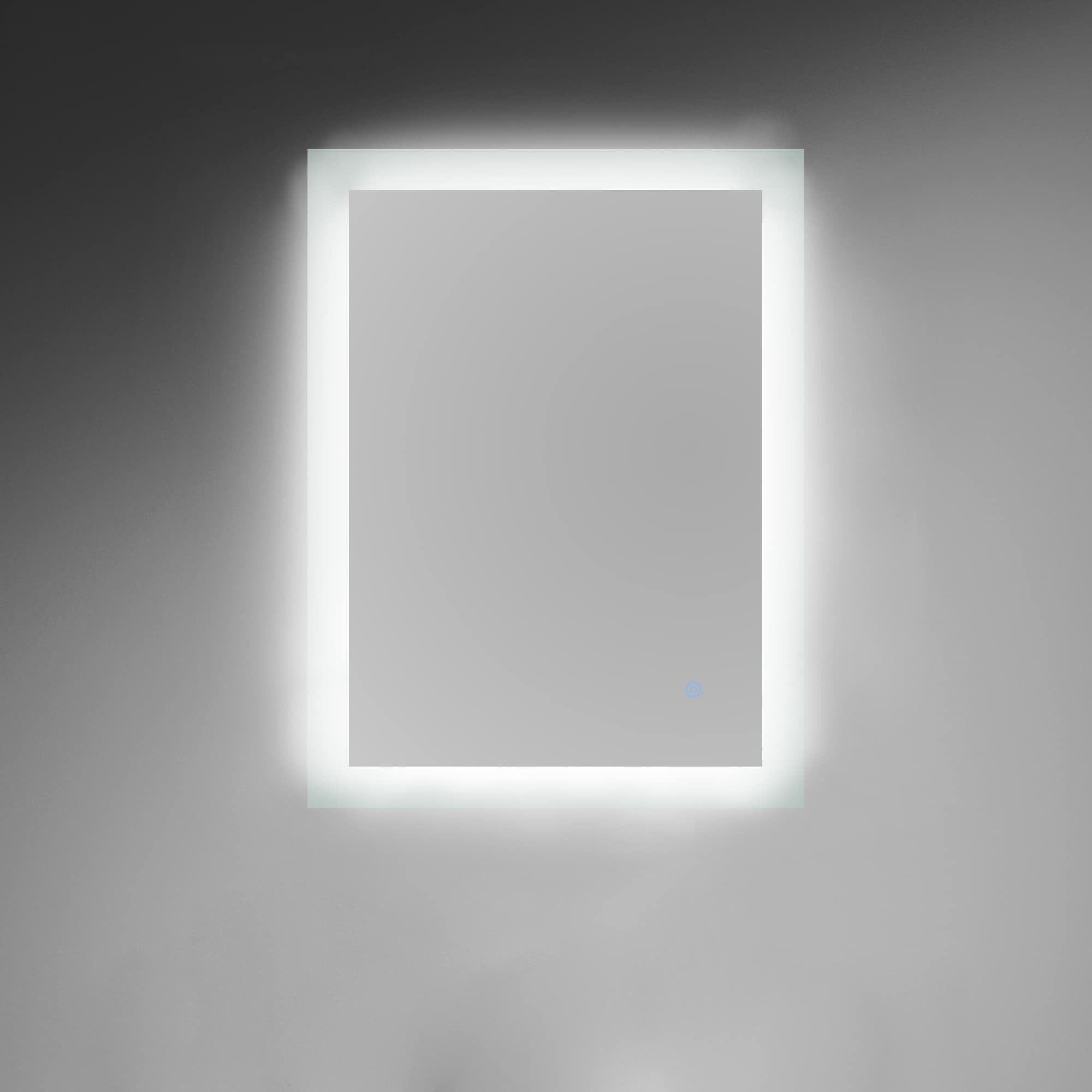 WELLFOR WB#EMI-18A-2432 24-Inches x 32-Inches Beveled Frameless Rectangle Dimmable Lighted Fog Free Bathroom Vanity Mirror ( Silver )