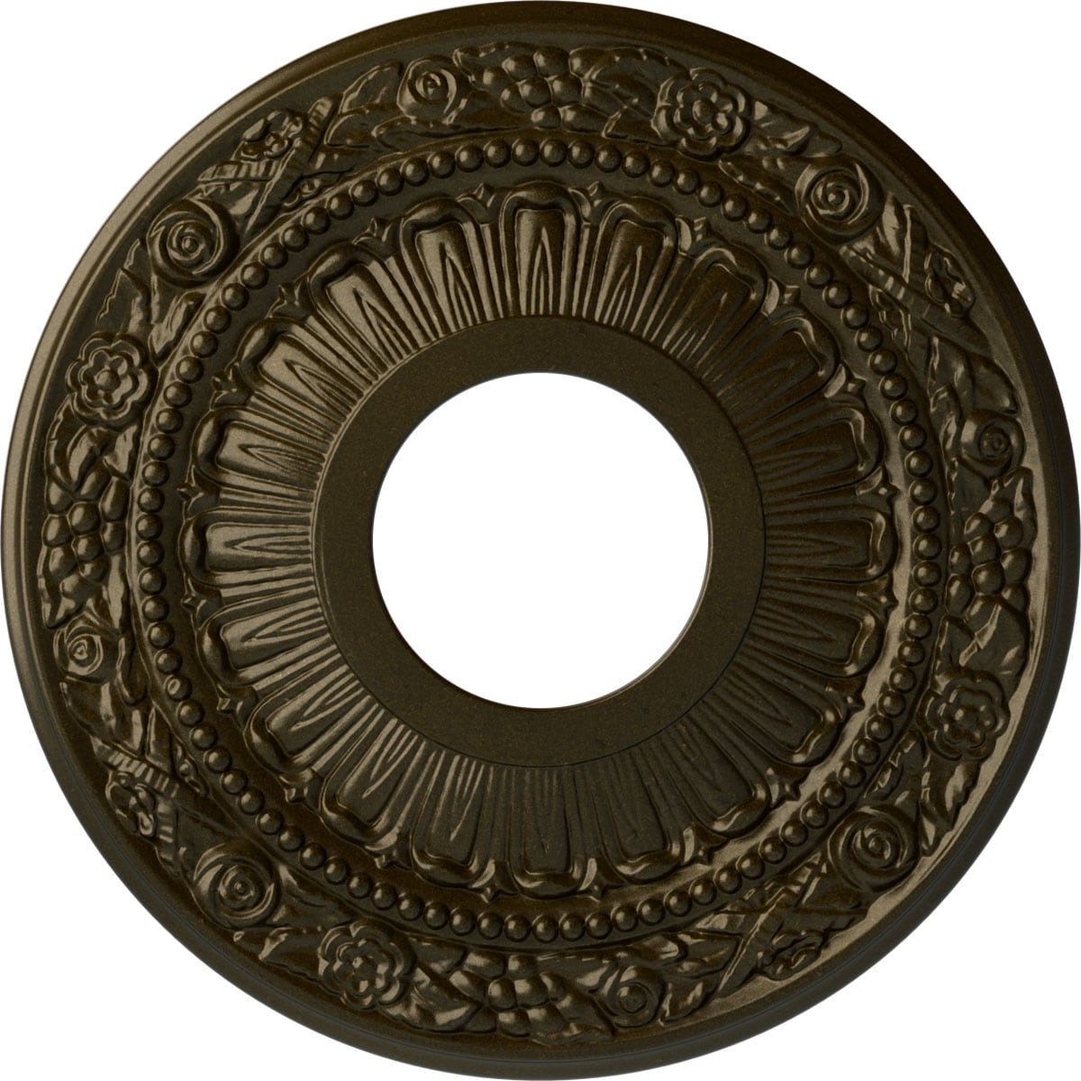 Ekena Millwork CM12NAGGS Nadia 12.125-in W x 12.125-in L Painted Green Gold Polyurethane Whole Ceiling Medallion