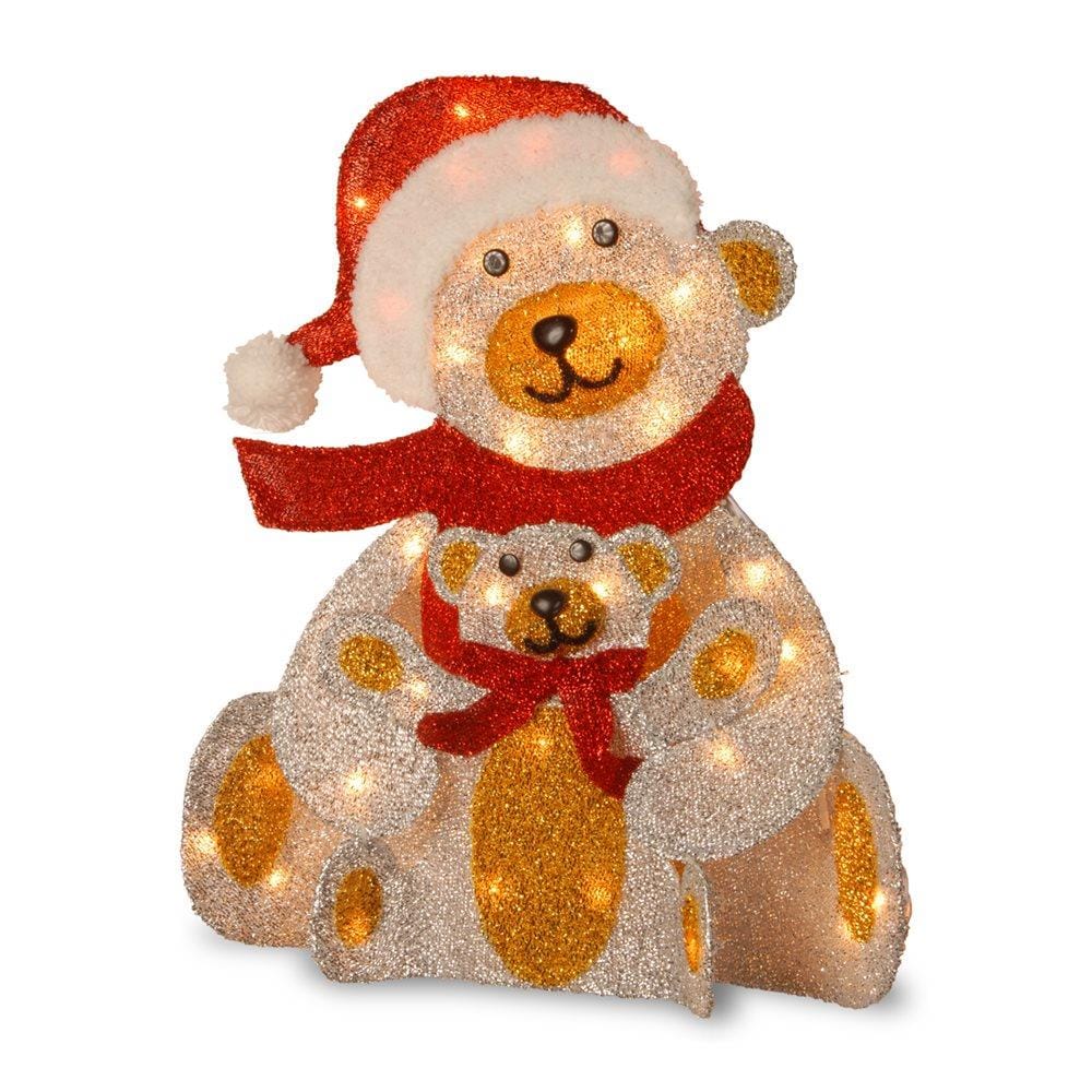 National Tree Company MZFB-24LO-1 24.4-Inches Freestanding Bear Free standing decoration with Clear Incandescent Lights