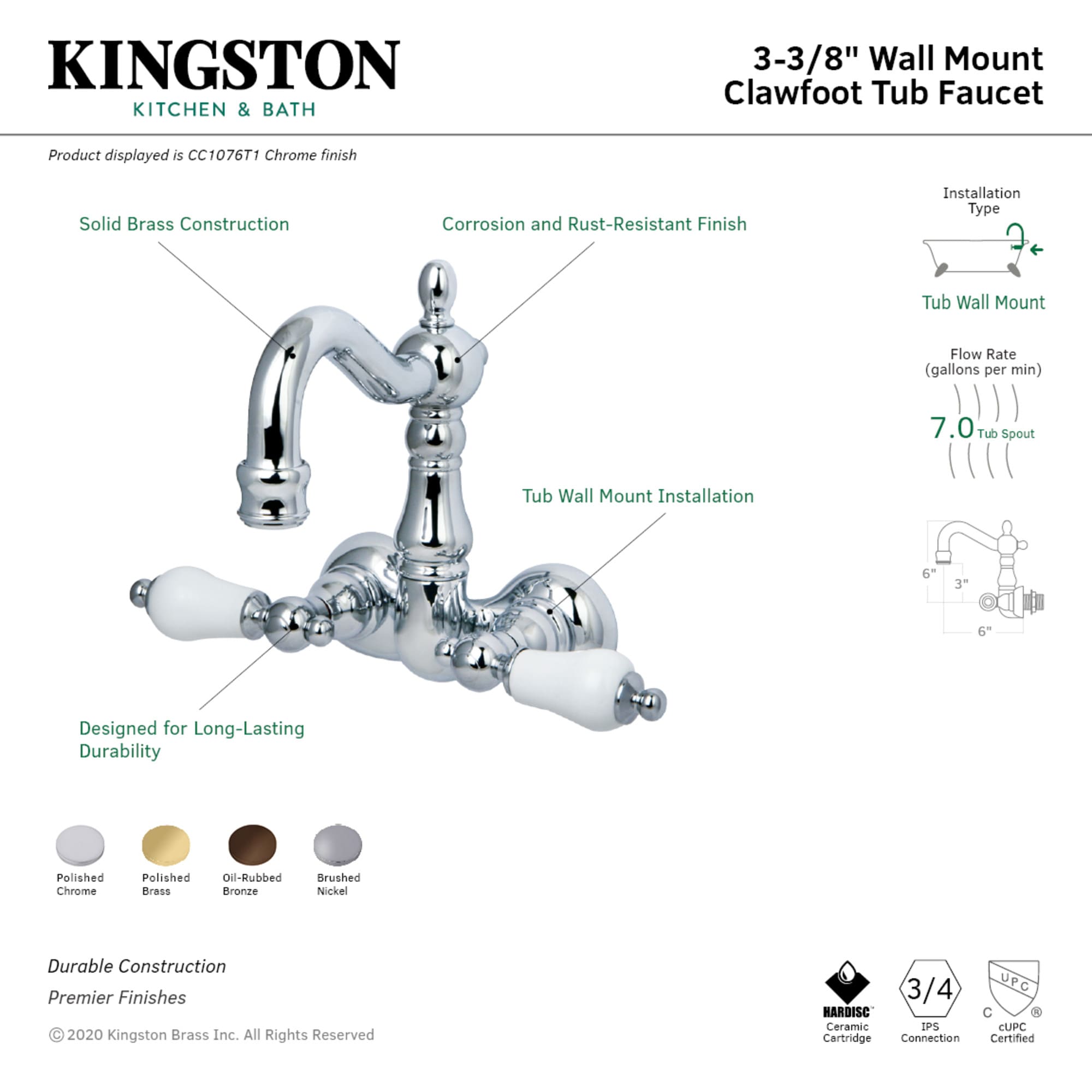 Kingston Brass WLCC1076T1 Roman-Tub-Faucets - View #2