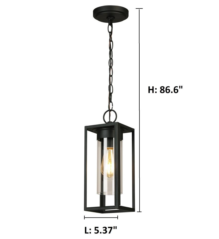 EGLO Walker Hill Black Transitional Clear Glass Lantern Medium Outdoor ...