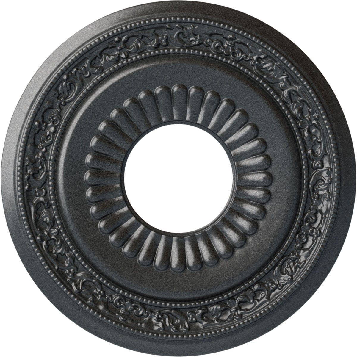 Ekena Millwork CM20LNPES Lauren 20.625-in W x 20.625-in L Painted Pewter Polyurethane Whole Ceiling Medallion