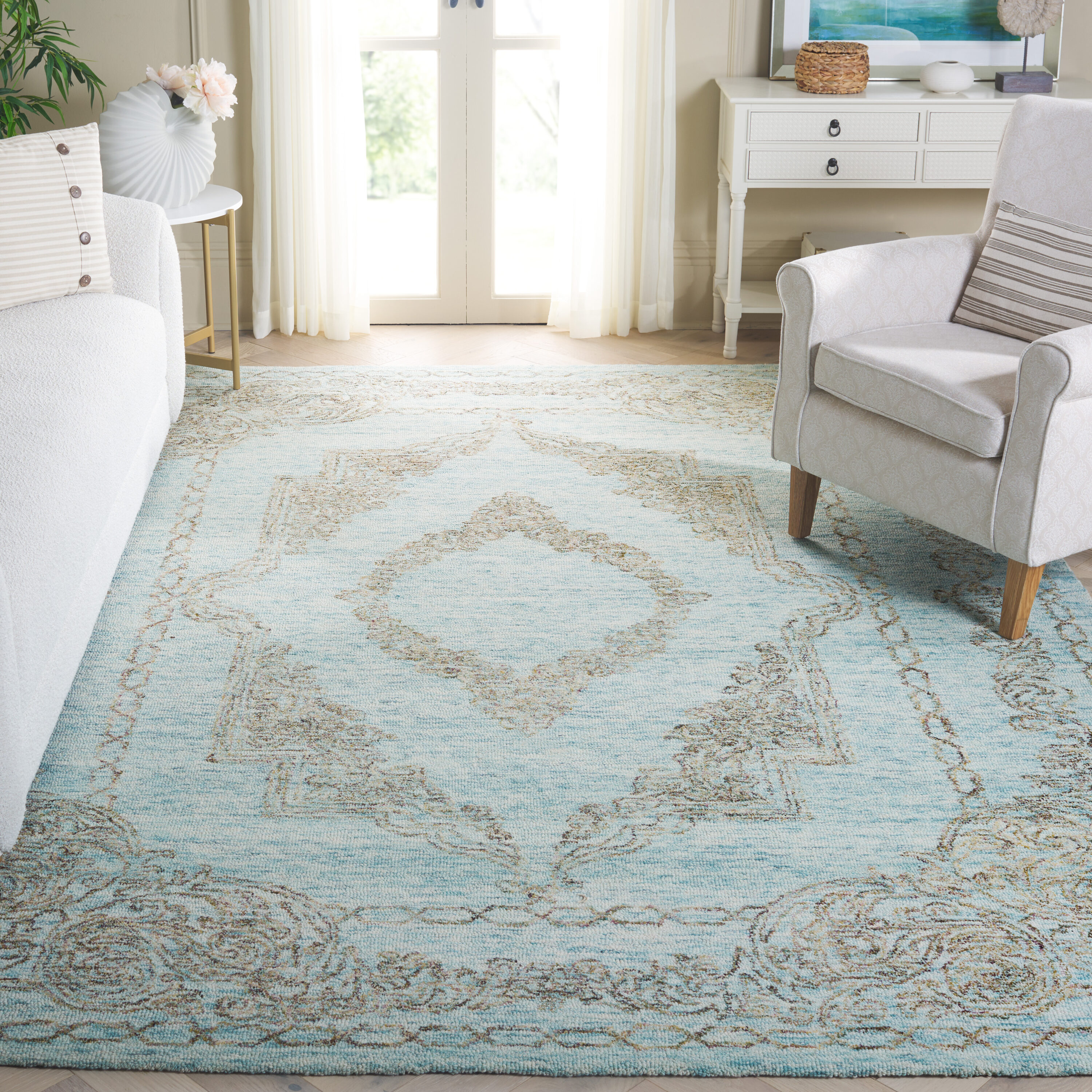  Metro 575 Light Blue/Green Traditional 6Ft x 9Ft Medium Rectangle Rug