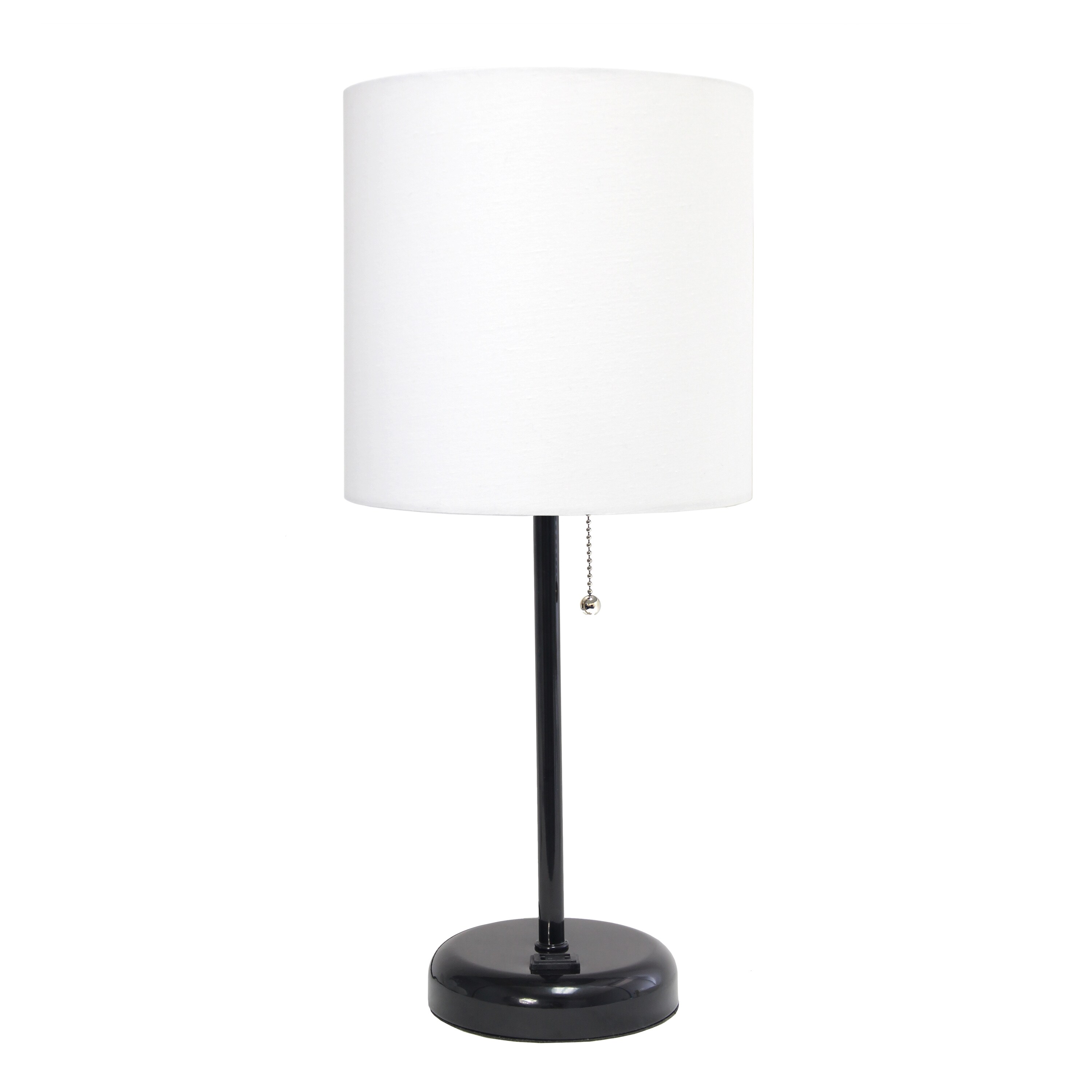 LimeLights LT2024-BAW 19.5-in Black and White Pull-chain Table Lamp with Fabric Shade