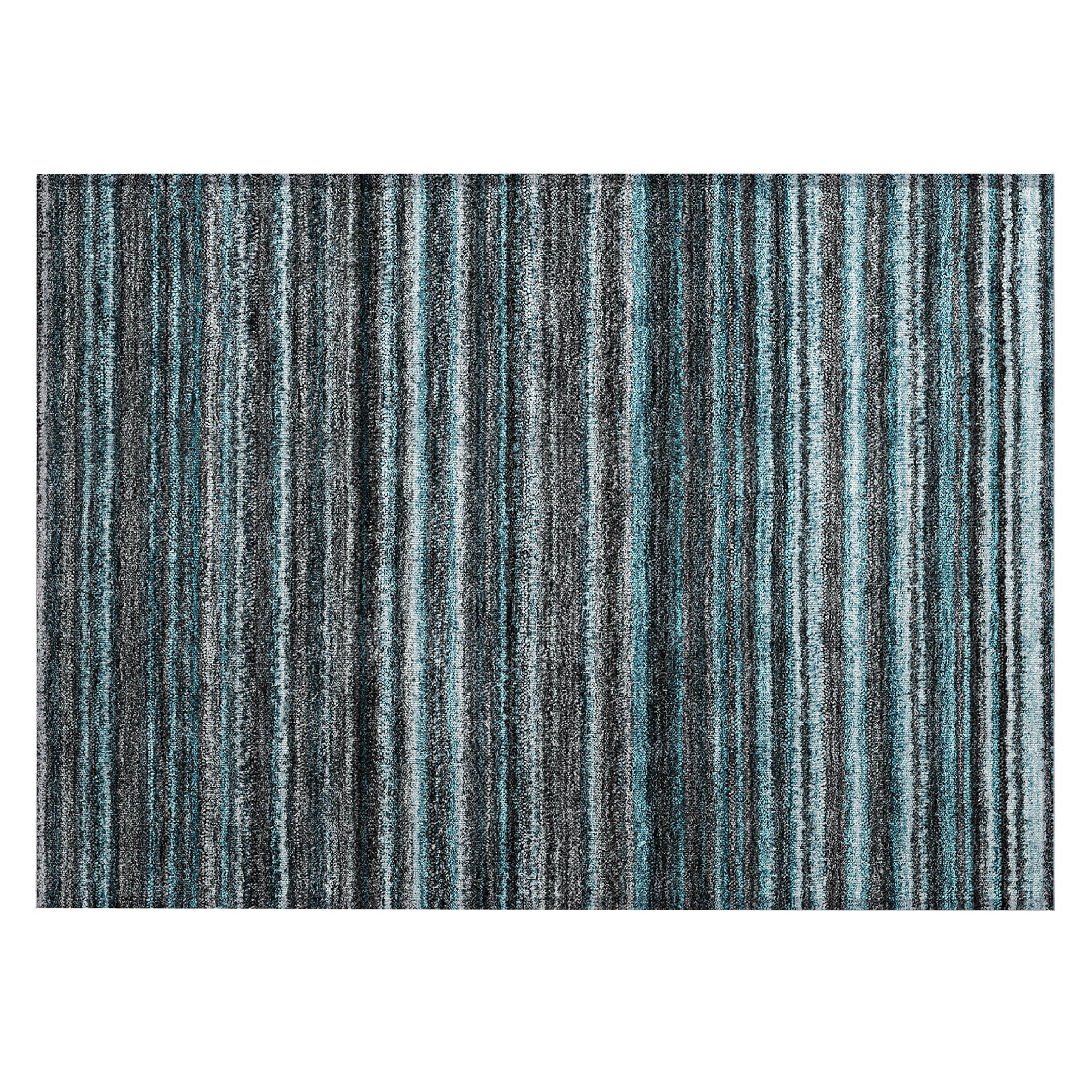 Teal and Gray Synthetic Machine Washable Rectangular Rug