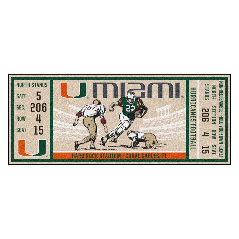 FANMATS 23615 NCAA Ticket Runner 2 x 6 (ft) Tufted Nylon Green Rectangular Indoor Runner rug