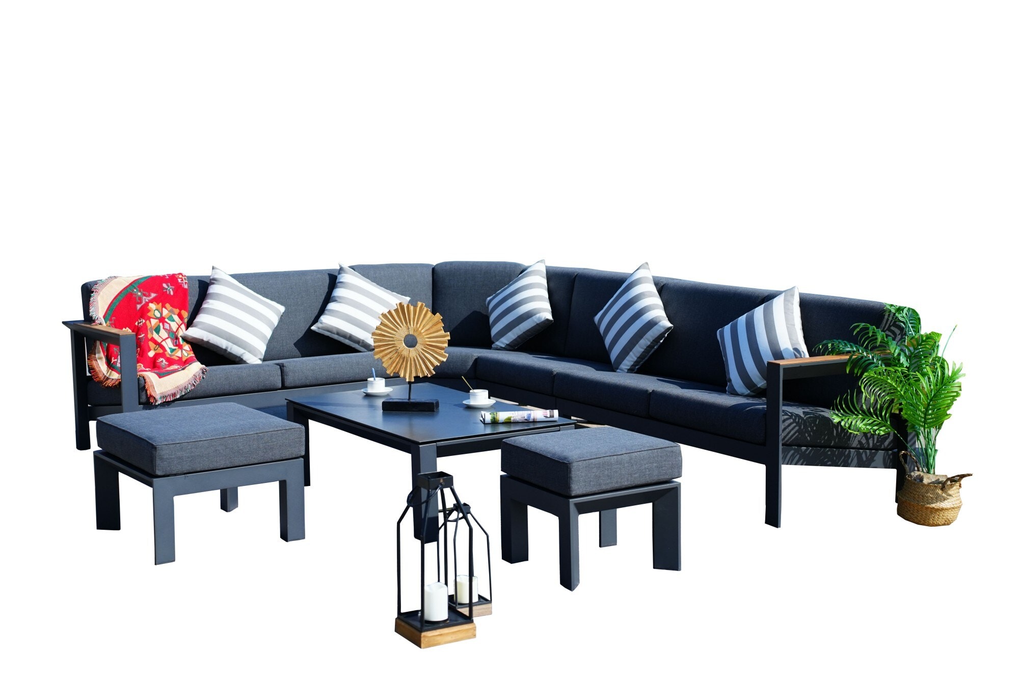 Direct Wicker DWS-2327-GR 7 -Piece 2 Patio Sofa Conversation Set with Gray Cushions