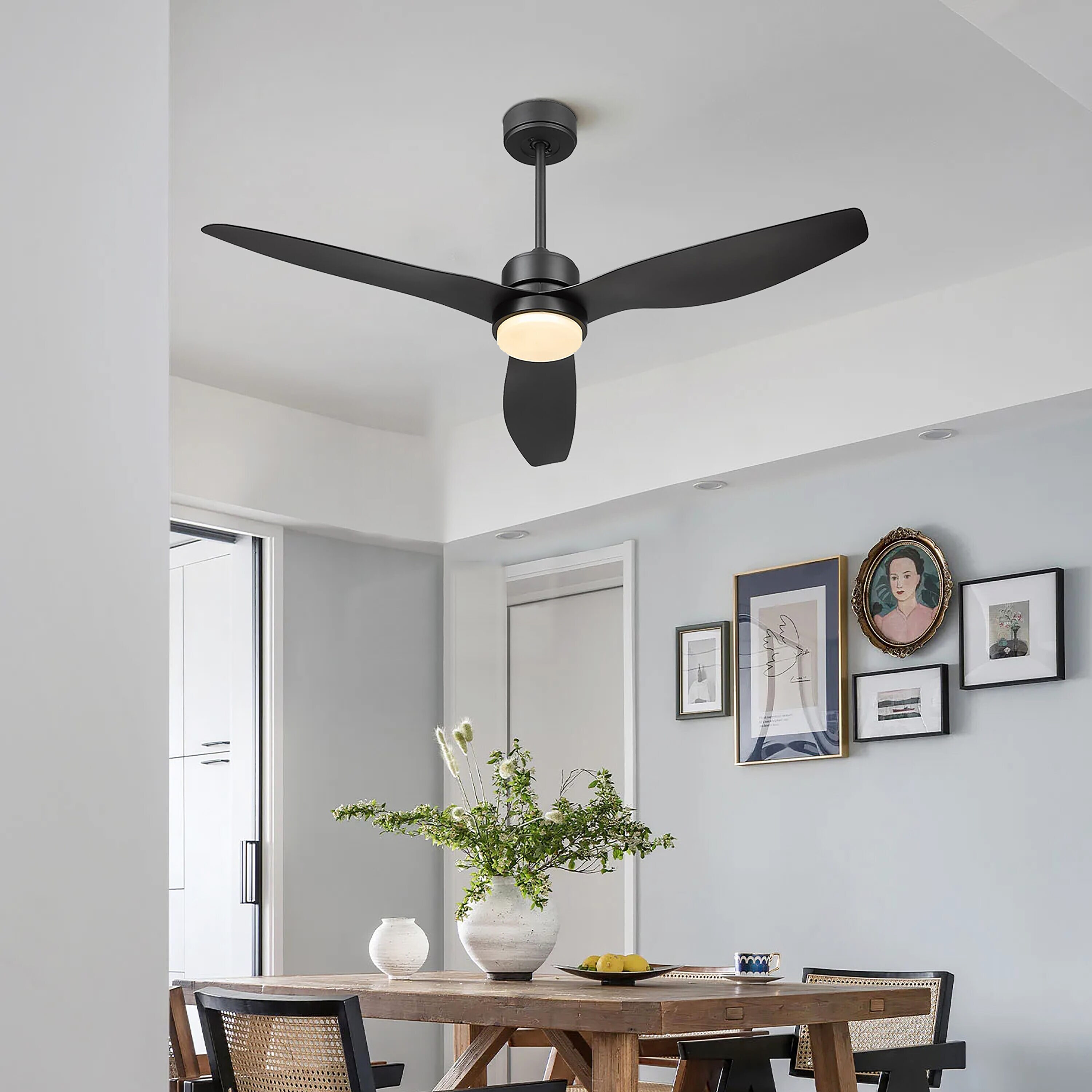 Maincraft 52-in Black Integrated LED Indoor/Outdoor Ceiling Fan with ...