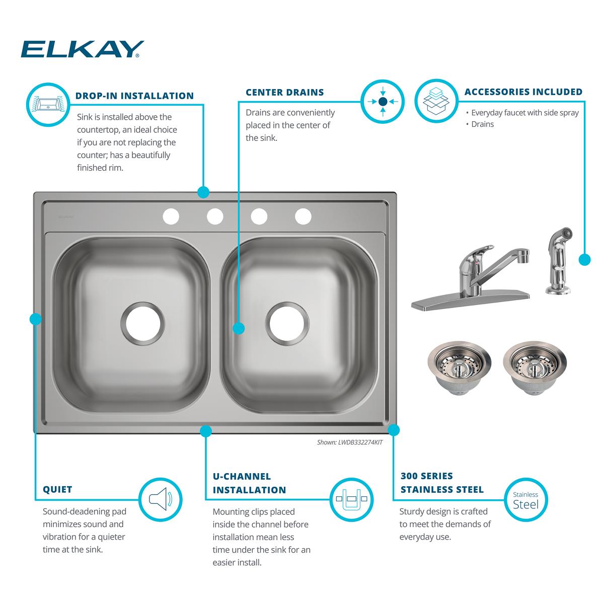 Elkay LWDB332274KIT Kitchen-Sinks - View #4