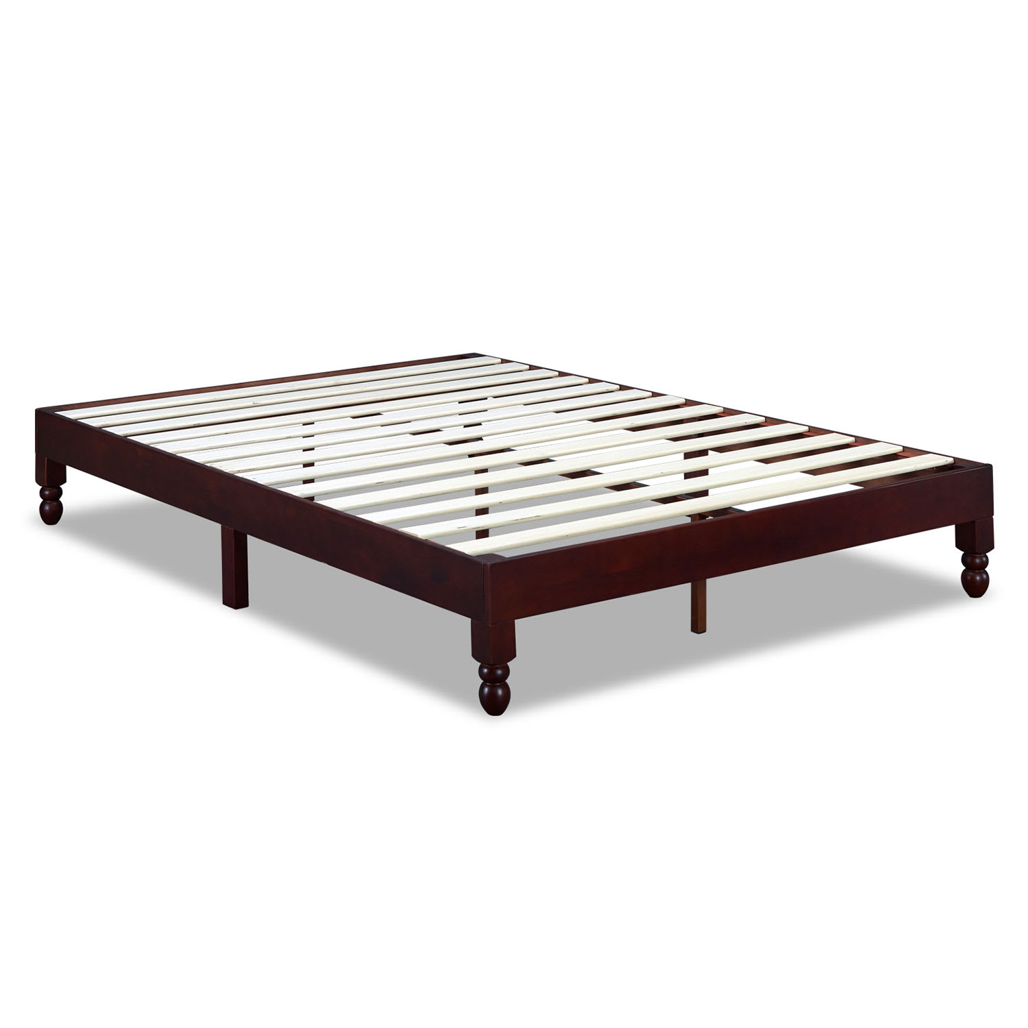 MUSEHOMEINC 253667 BA00480 5 12 Inch Easy Assembly Espresso Wood Platform Bed Frame with Wooden Slat Support Steel Tubing and Non Slip Tape King