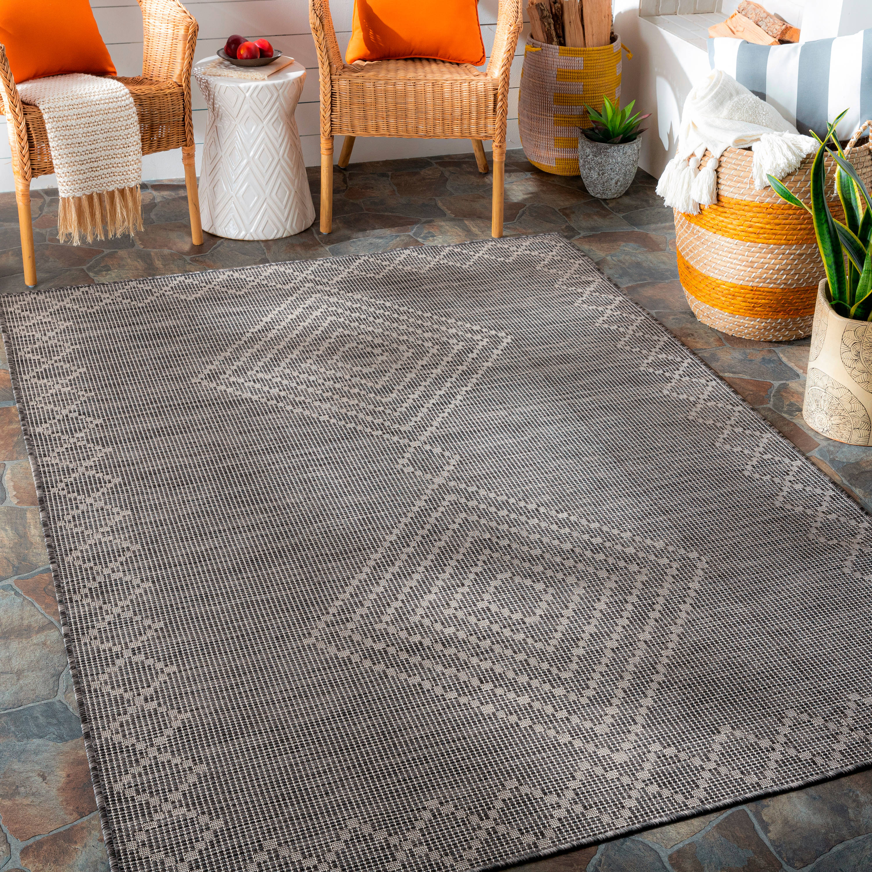 Artistic Weavers PSA2368-679 Pasadena 6 X 9 Dark Gray Indoor/Outdoor Abstract Global Area Rug
