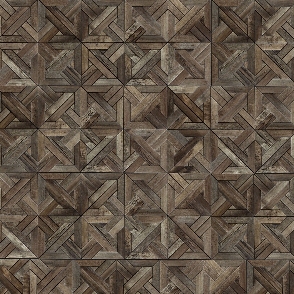 Peel&Stick Tile LW22081104 Peel and Stick Ashby Inlay Brown 12-in x 12-in Matte PVC Wood Look Mosaic Wall Tile (1.001-sq. ft/ Piece)