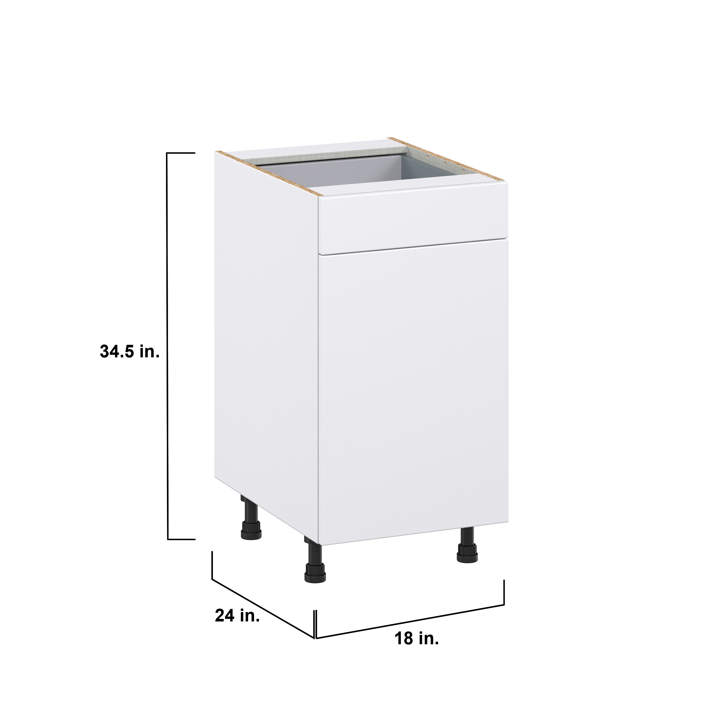 Hugo&Borg Lasalle 18-in W x 34.5-in H x 25-in D Bright White Slab 2-Drawers Pull-out Cabinet Base Fully Assembled Cabinet (Flat Panel Style)