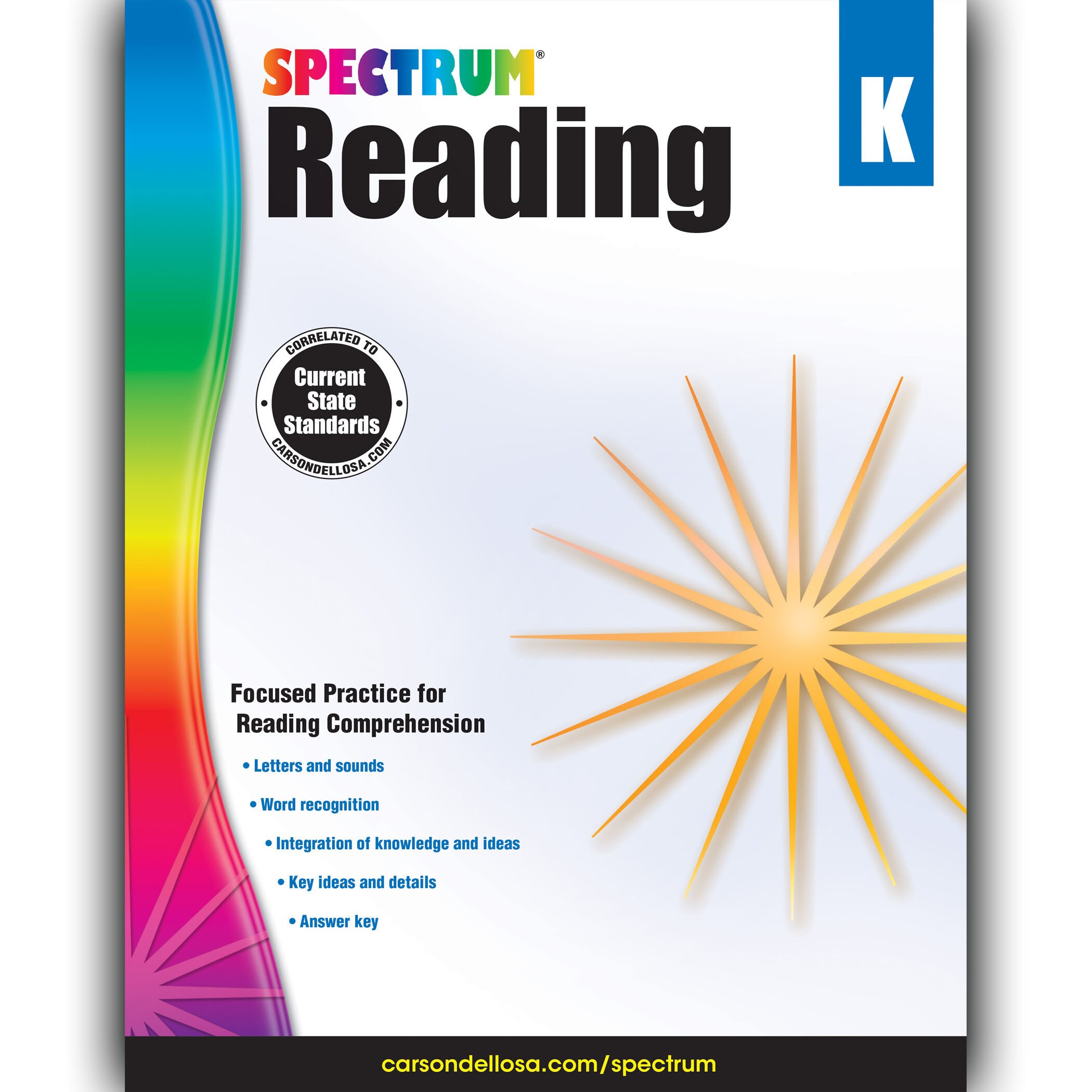 Spectrum CD-704578 Reading Workbook, Grade K, Paperback Activity Book