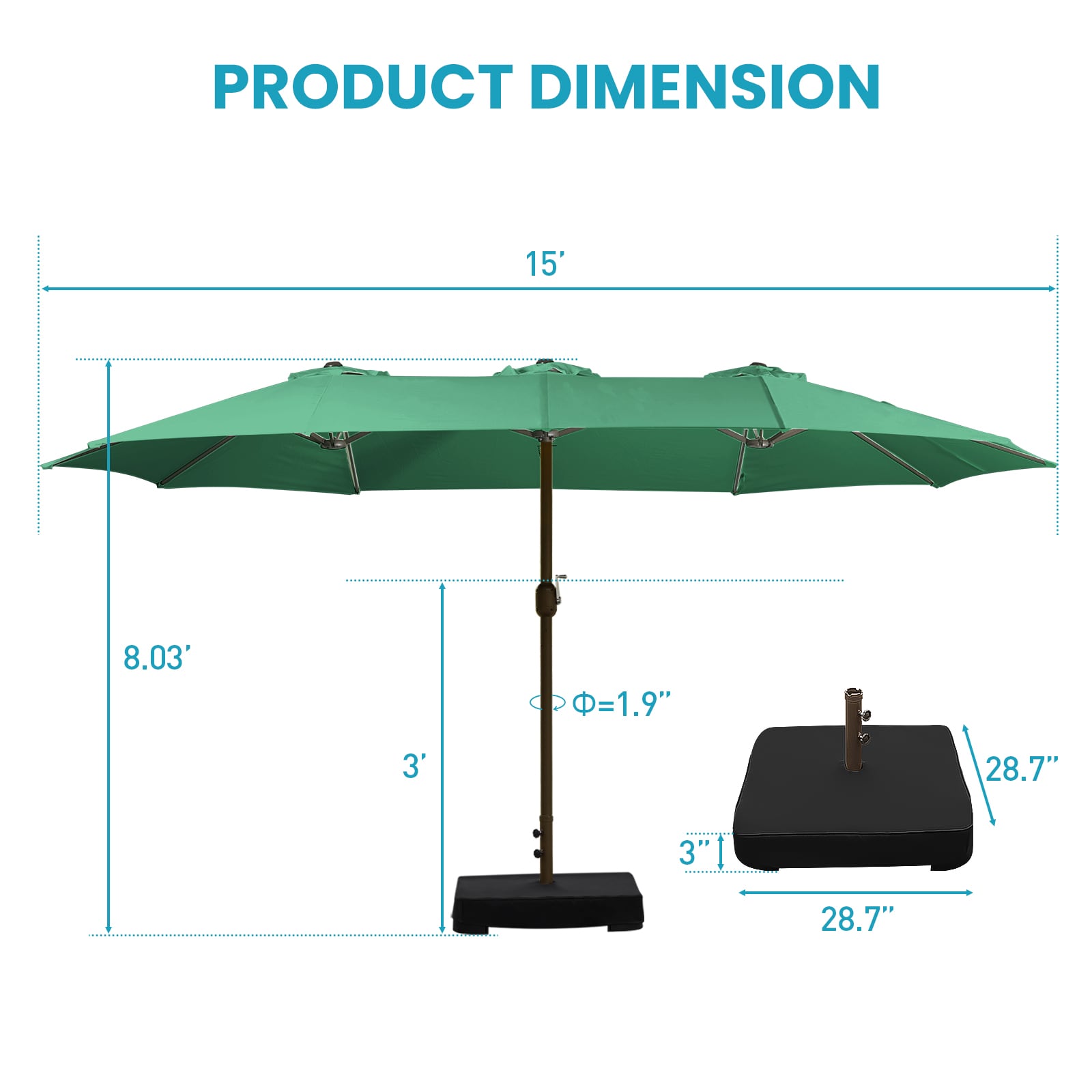 Aoodor A065-PGNGN Umbrellas-2 - View #3