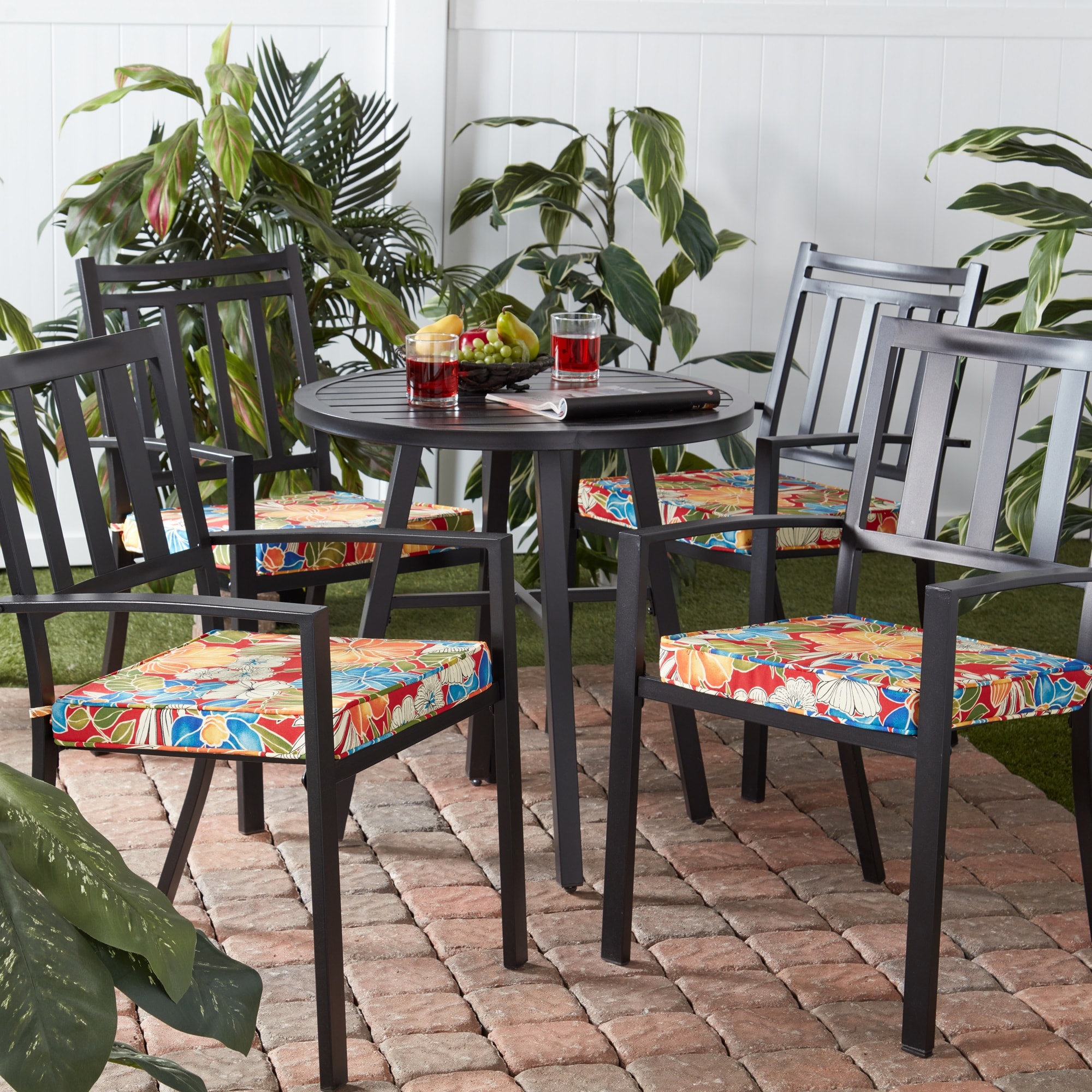 Greendale Home Fashions OP2100S4-ALOHA-RED Patio-Furniture-Cushions - View #2