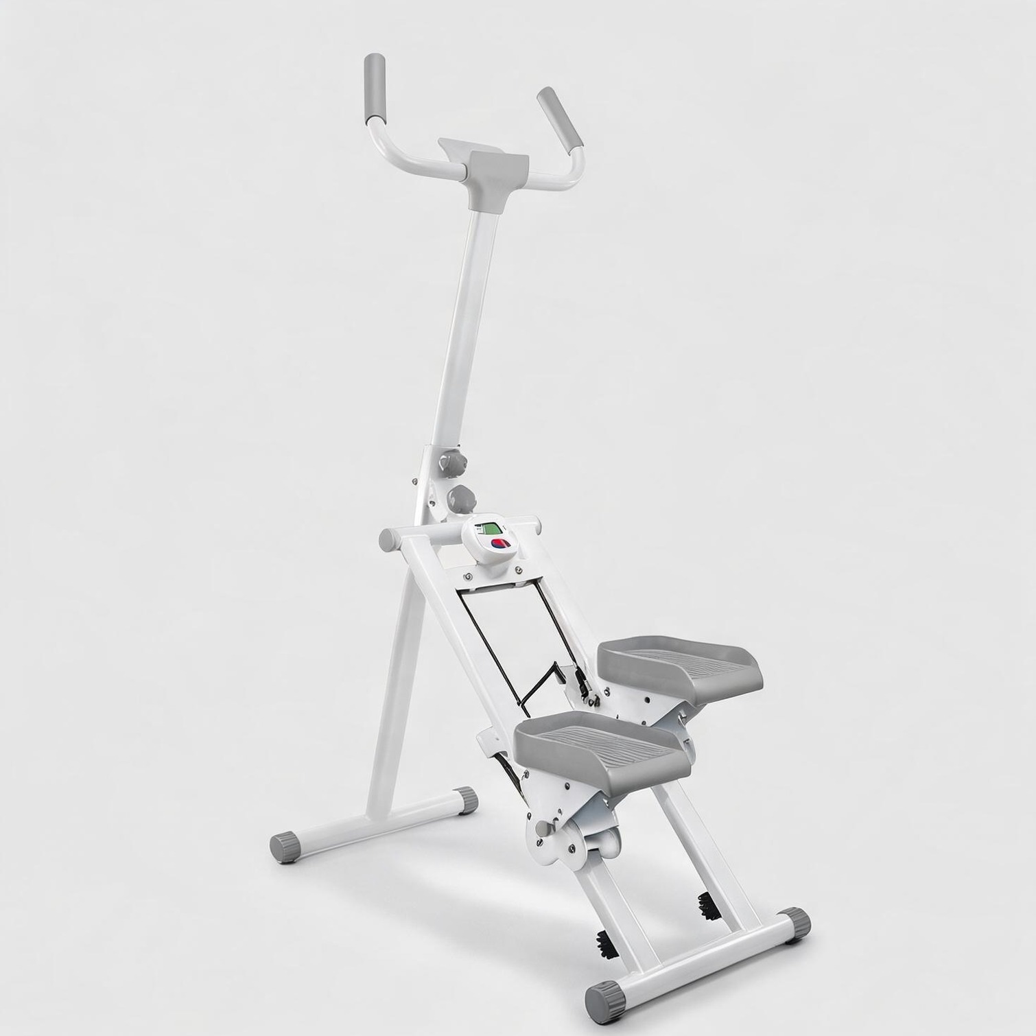 SunJet - Vertical climber for home cardio with white finish and compact foldable design