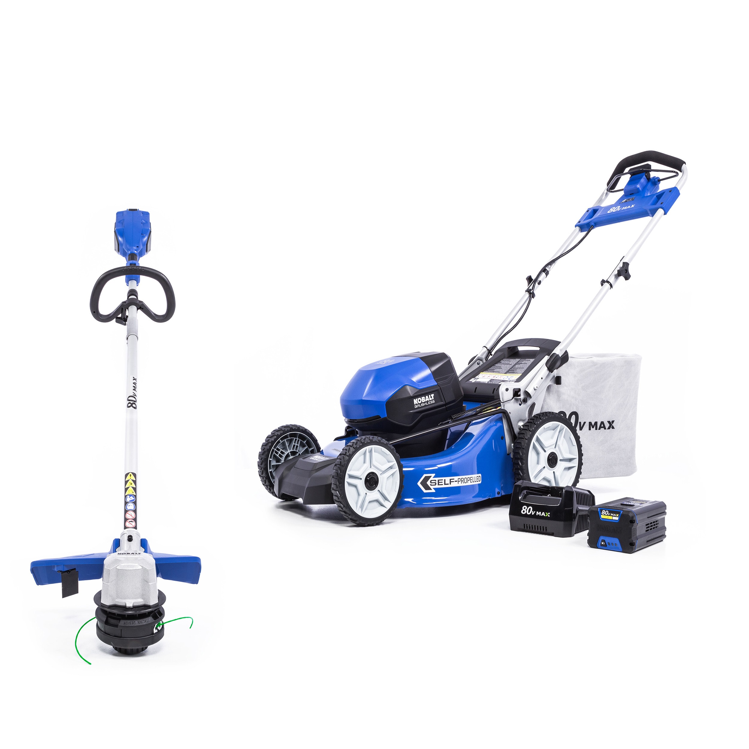 Kobalt 80-Volt 2pc. Combo 21"" Self Propelled Mower (Battery Included) & String Trimmer (Tool Only)