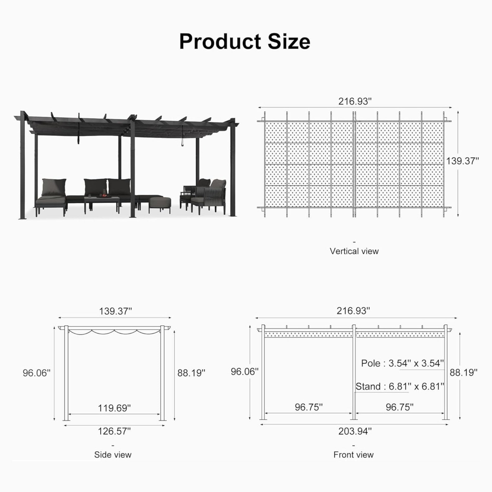 PURPLE LEAF LSMPG1220-GY-BX Pergolas-2 - View #9
