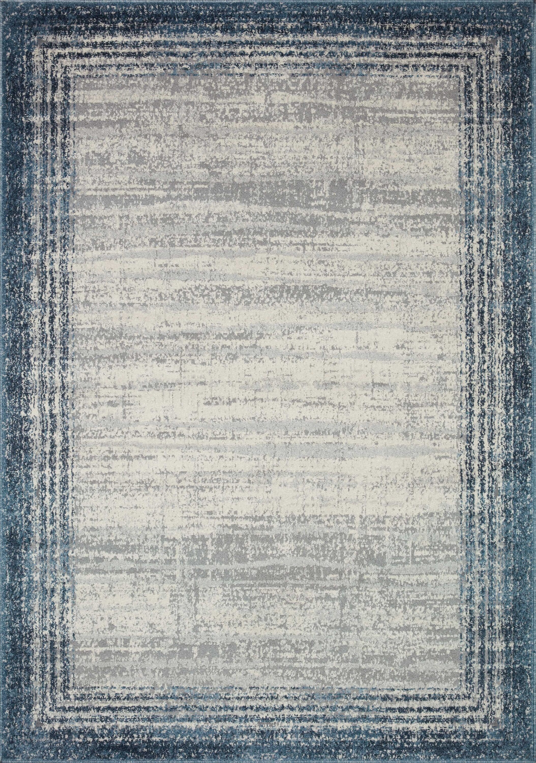 Pebble Blue Abstract Wool-Blend Rectangular Rug - 6'7" x 9'2"