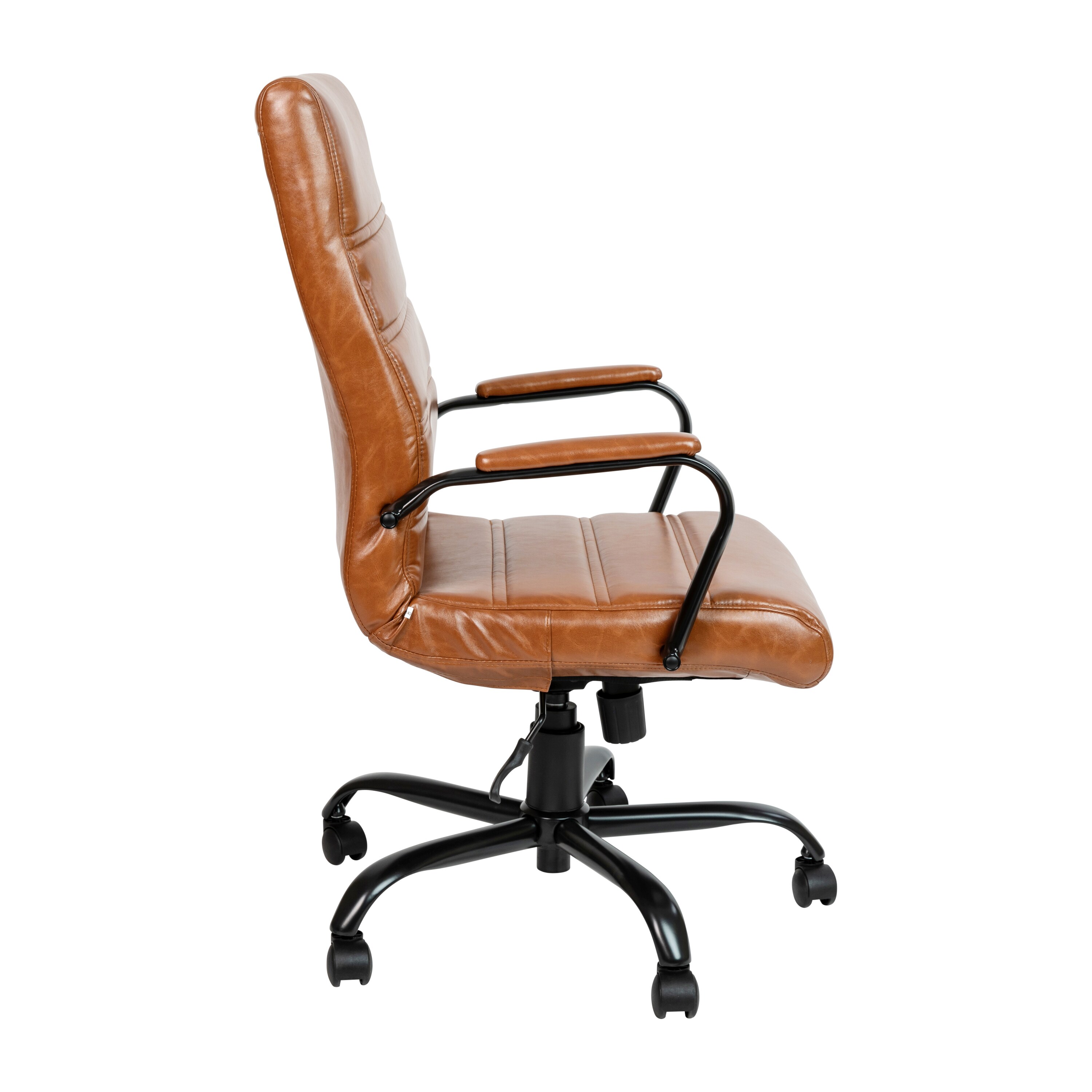 Brown LeatherSoft High-Back Executive Swivel Office Chair with Metal Frame
