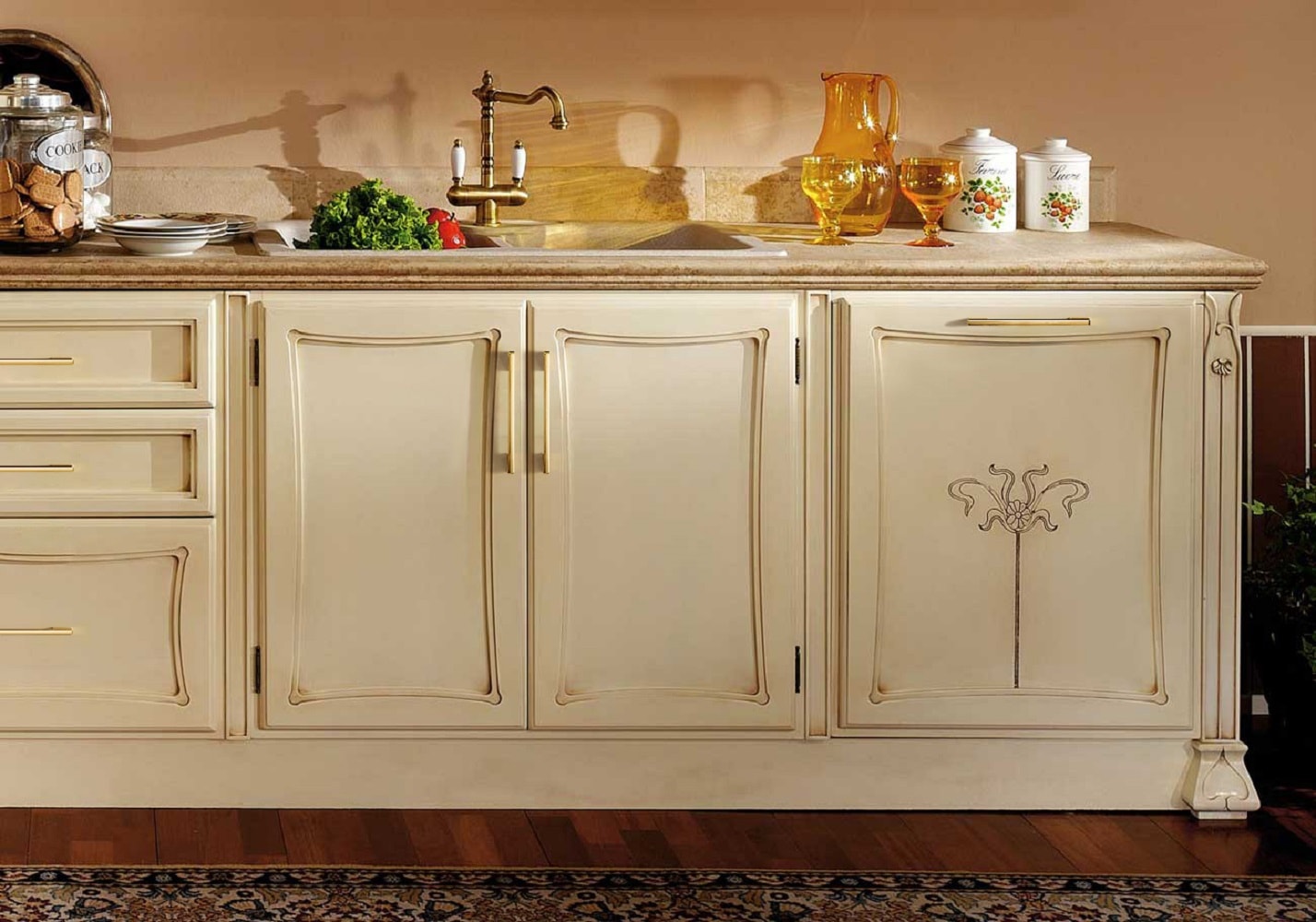 Light Brushed Brass Rectangular Modern Bar Pulls Set