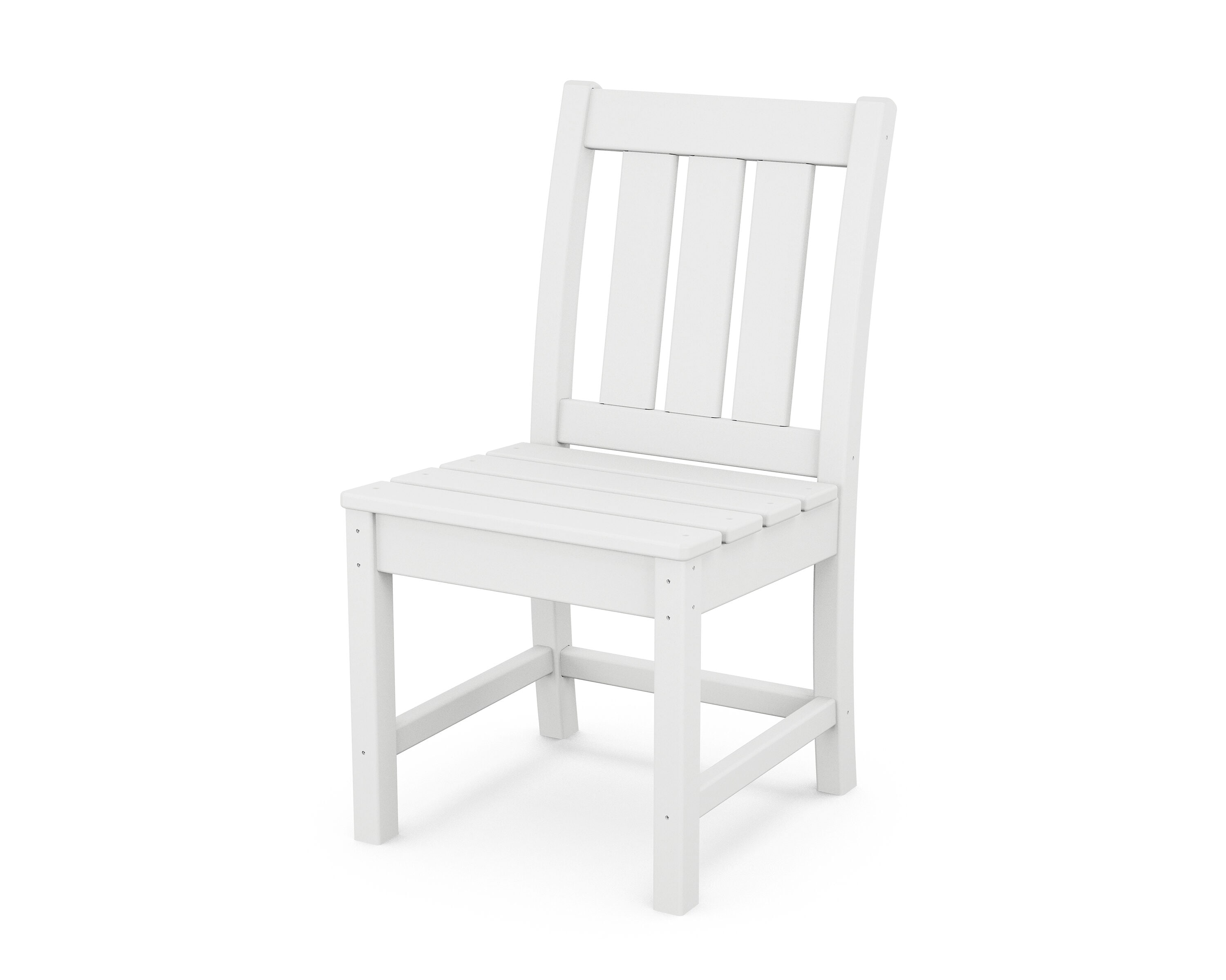 POLYWOOD TLD150WH Oxford White Plastic Frame Stationary Dining Chair with Slat Seat