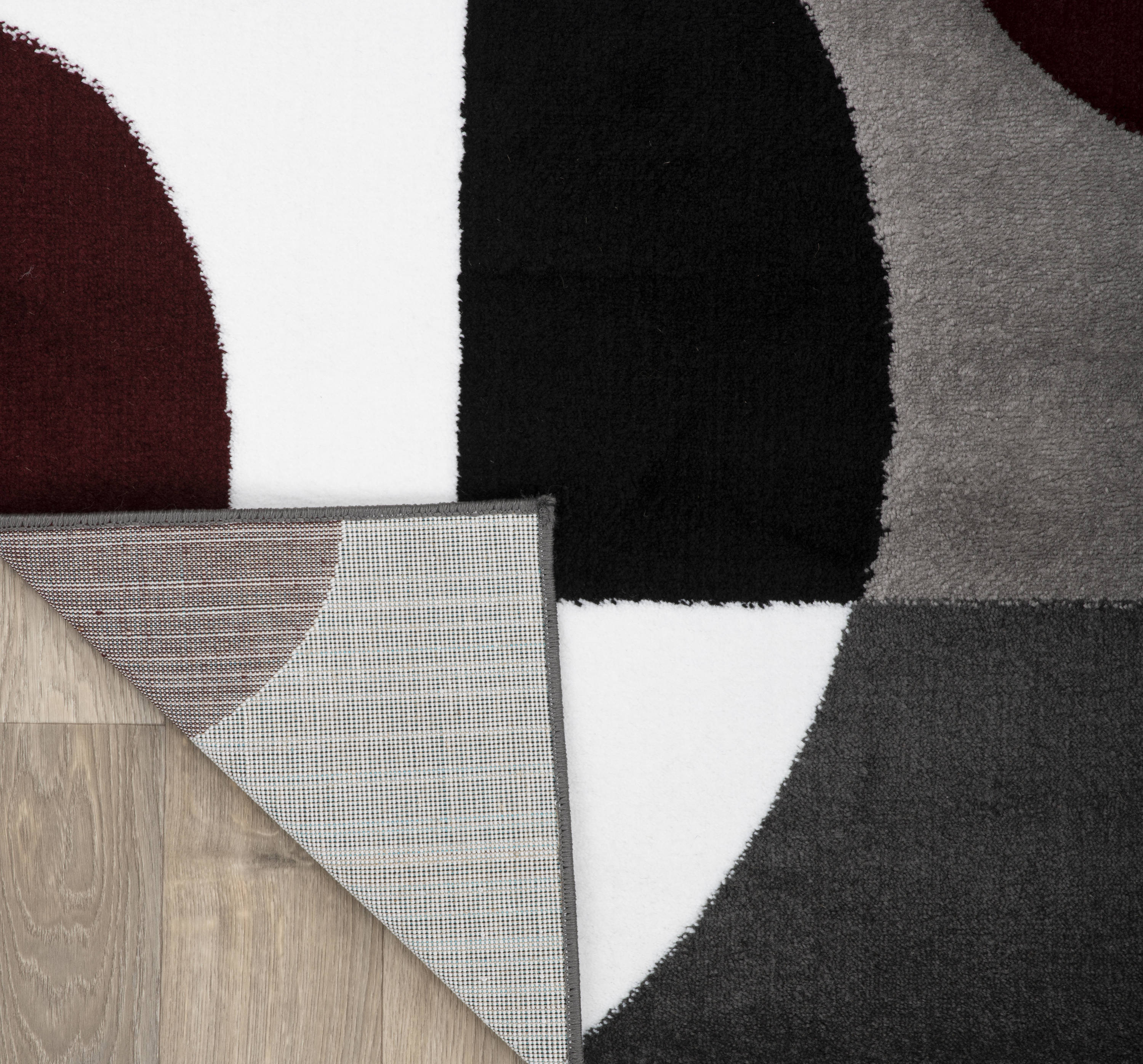 Burgundy and Gray Geometric Rectangular Area Rug 5' x 7'